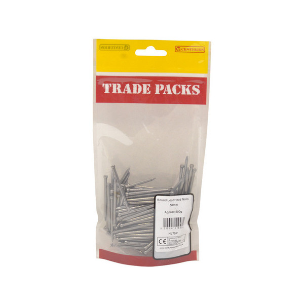 Round Lost Head Nails - Steel - 50mm - (500g Pack)