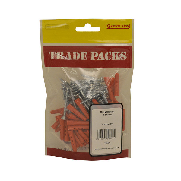 Wallplugs & Screws - Red - (50PK)