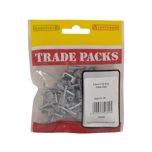 Flat Cable Clips - Grey - 2.5mm - (40 PK)