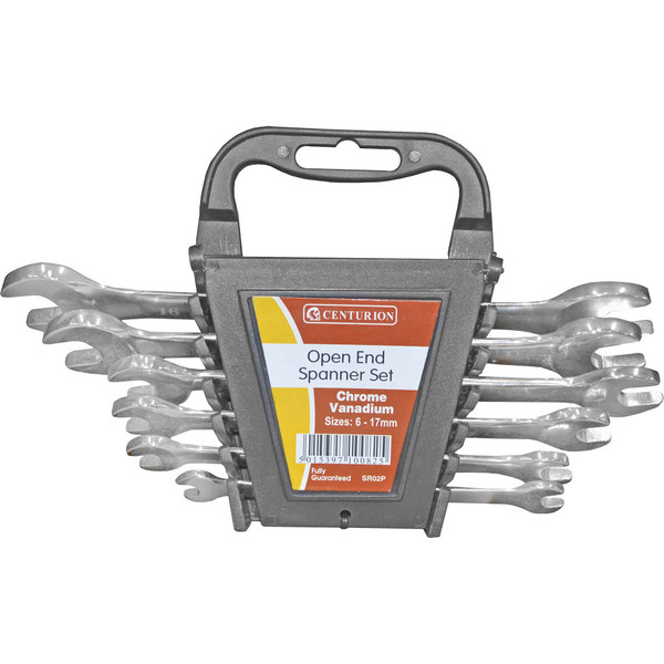 Open End Spanner Set, Polished Head, 6pc, 6-17mm