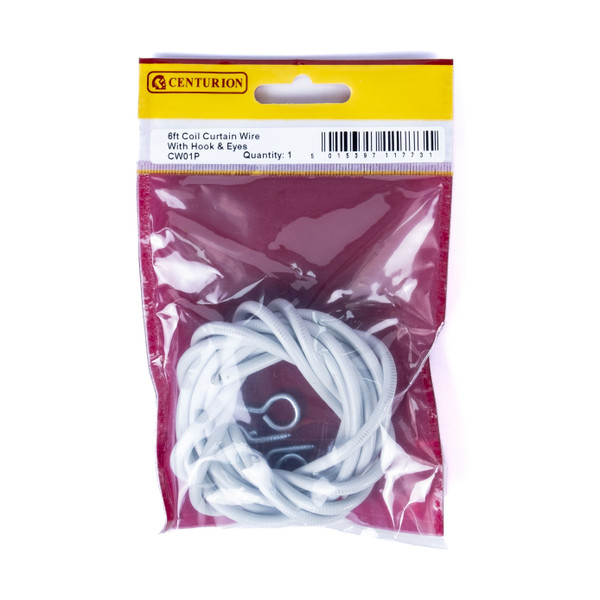6' Coil Curtain Wire (With Hooks & Eyes)