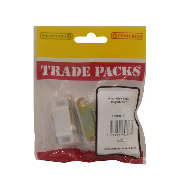 Magnetic Catch - White Medium - 45mm - (4 PK)