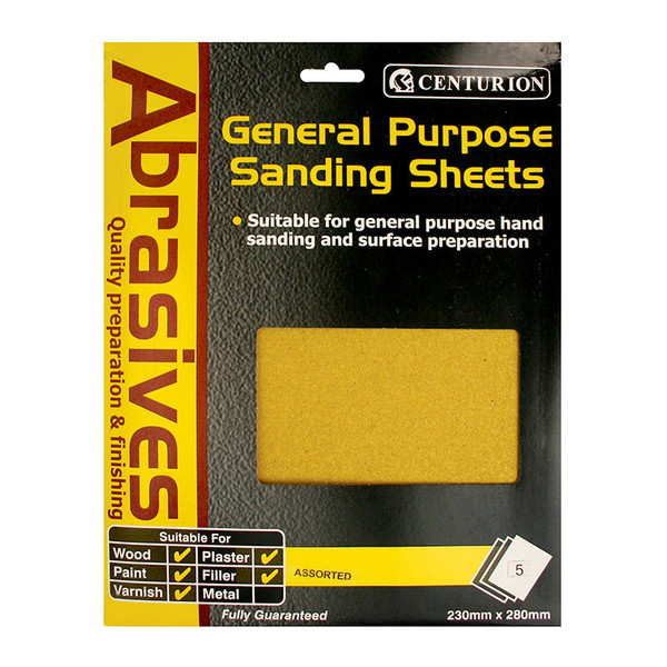 Abrasives Assorted Sandpaper Sheets, Pack of 5