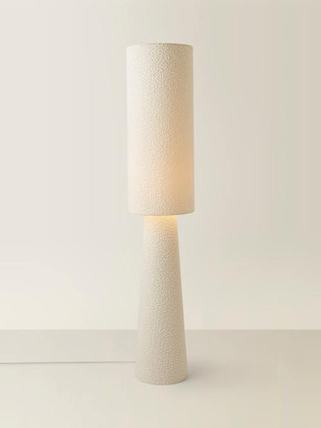 Cream Boucle Fabric Floor Lamp