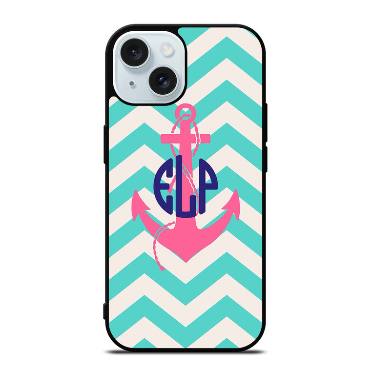 ANCHOR MONOGRAM STRIPE LOGO iPhone 15 Case Cover