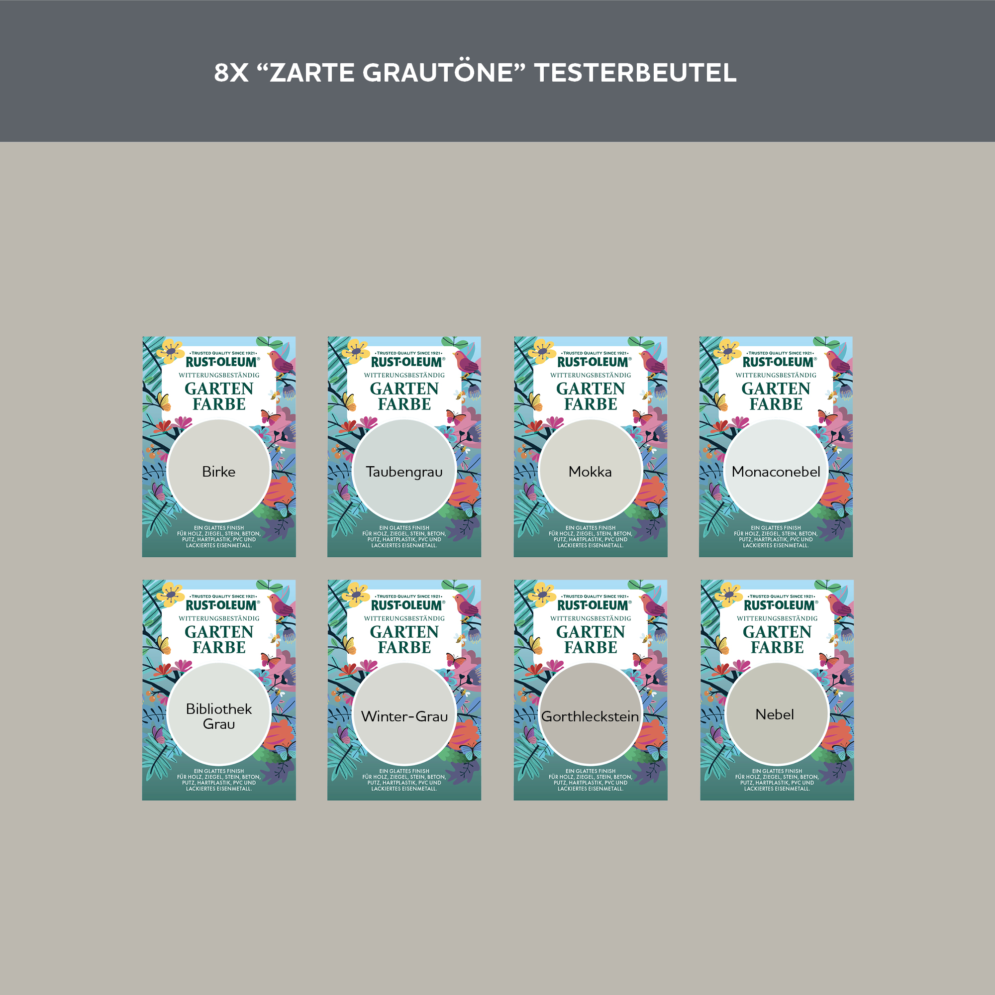 Holzfarbe Für Aussen Testerbox -  Zarte Grautöne