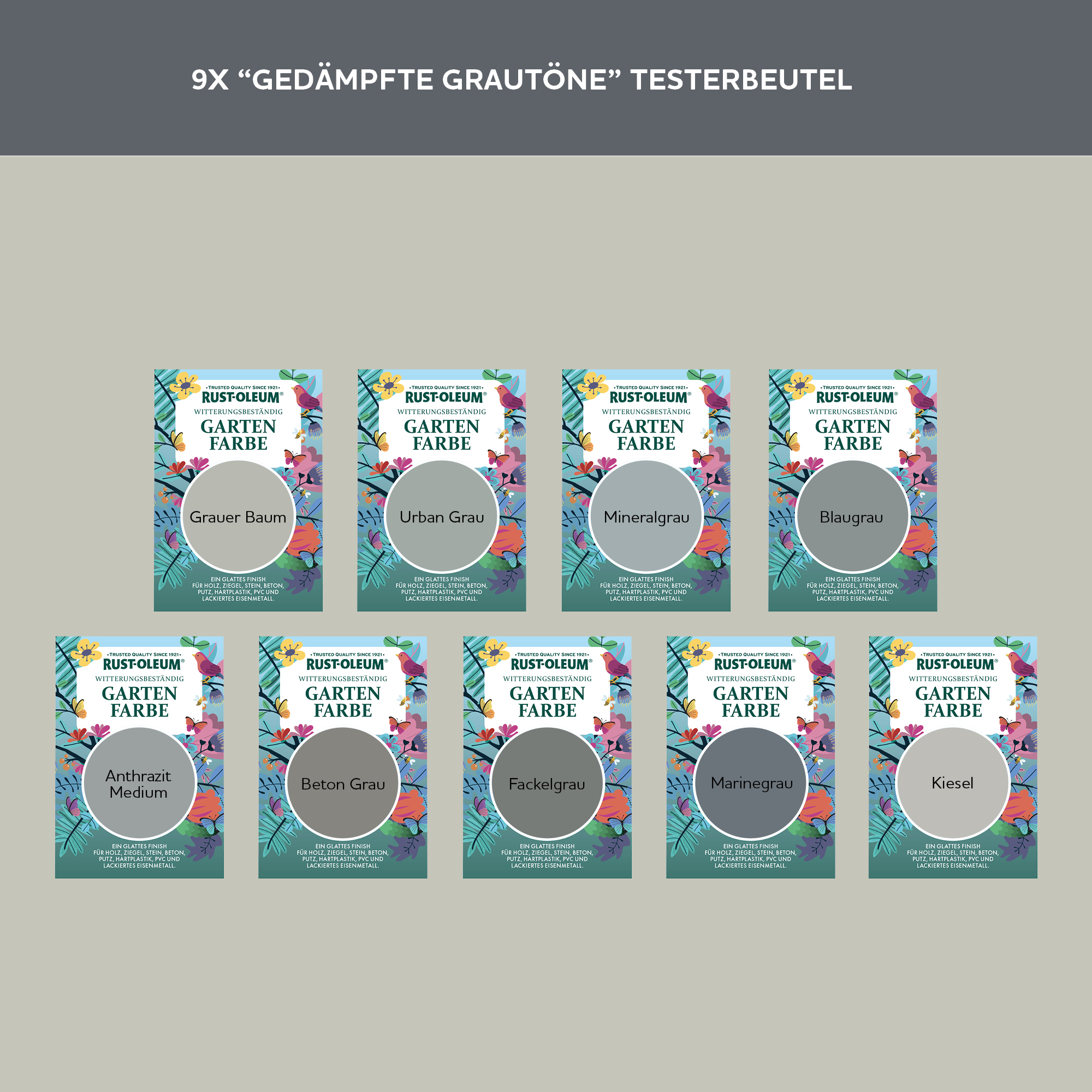 Holzfarbe Für Aussen Testerbox-  Gedämpfte Grautöne