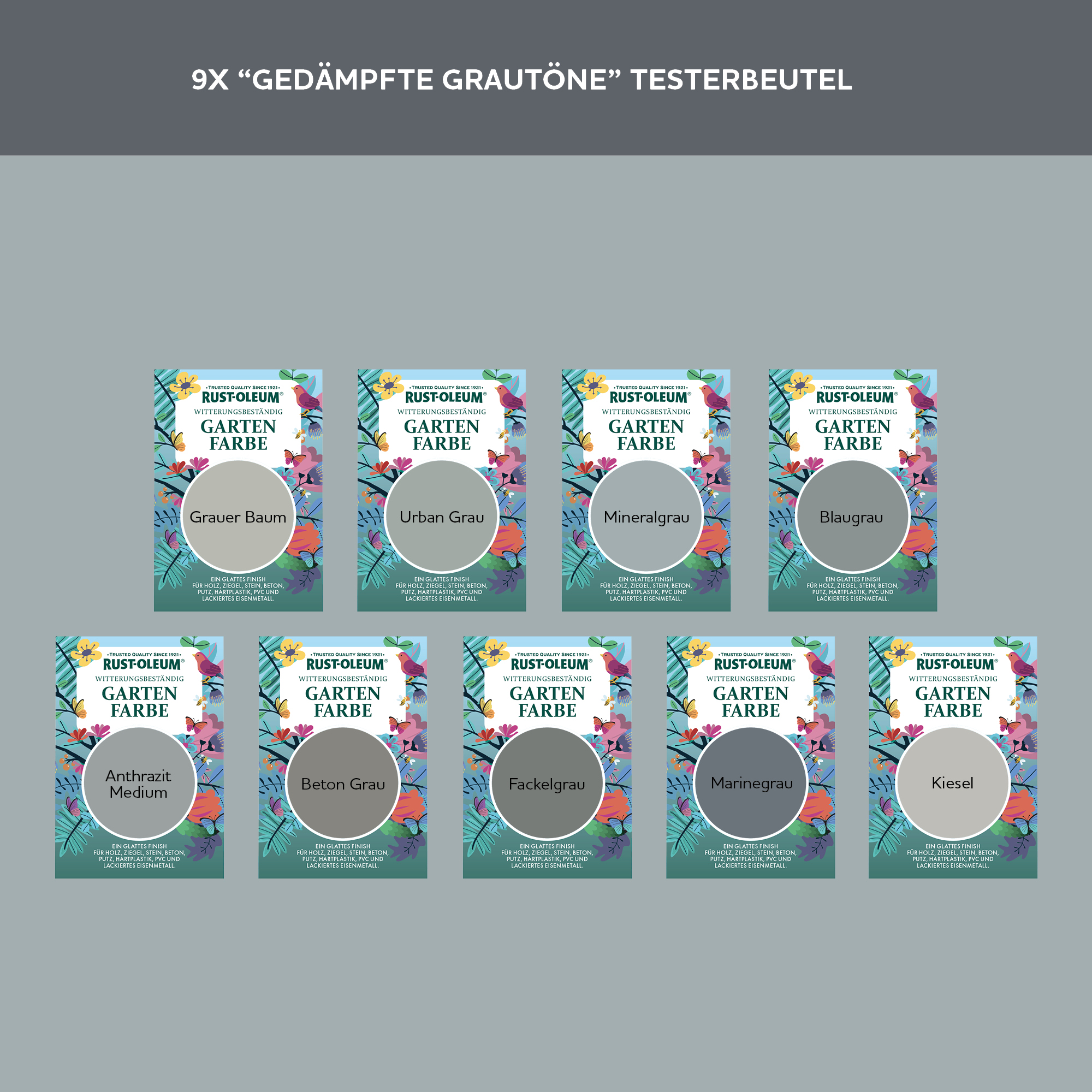 Holzfarbe Für Aussen Testerbox-  Gedämpfte Grautöne