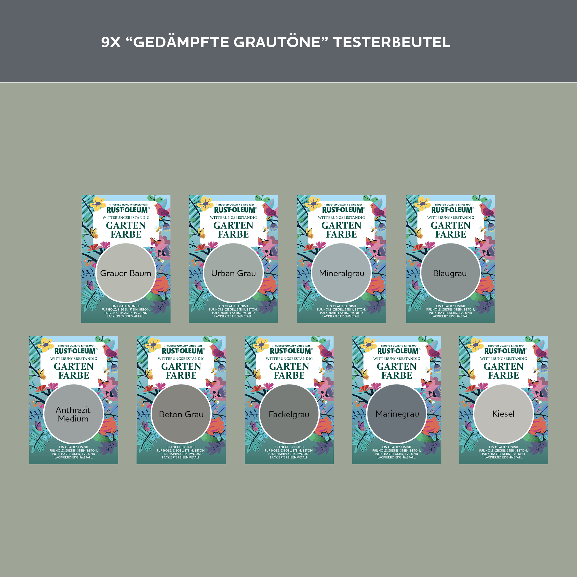 Holzfarbe Für Aussen Testerbox-  Gedämpfte Grautöne