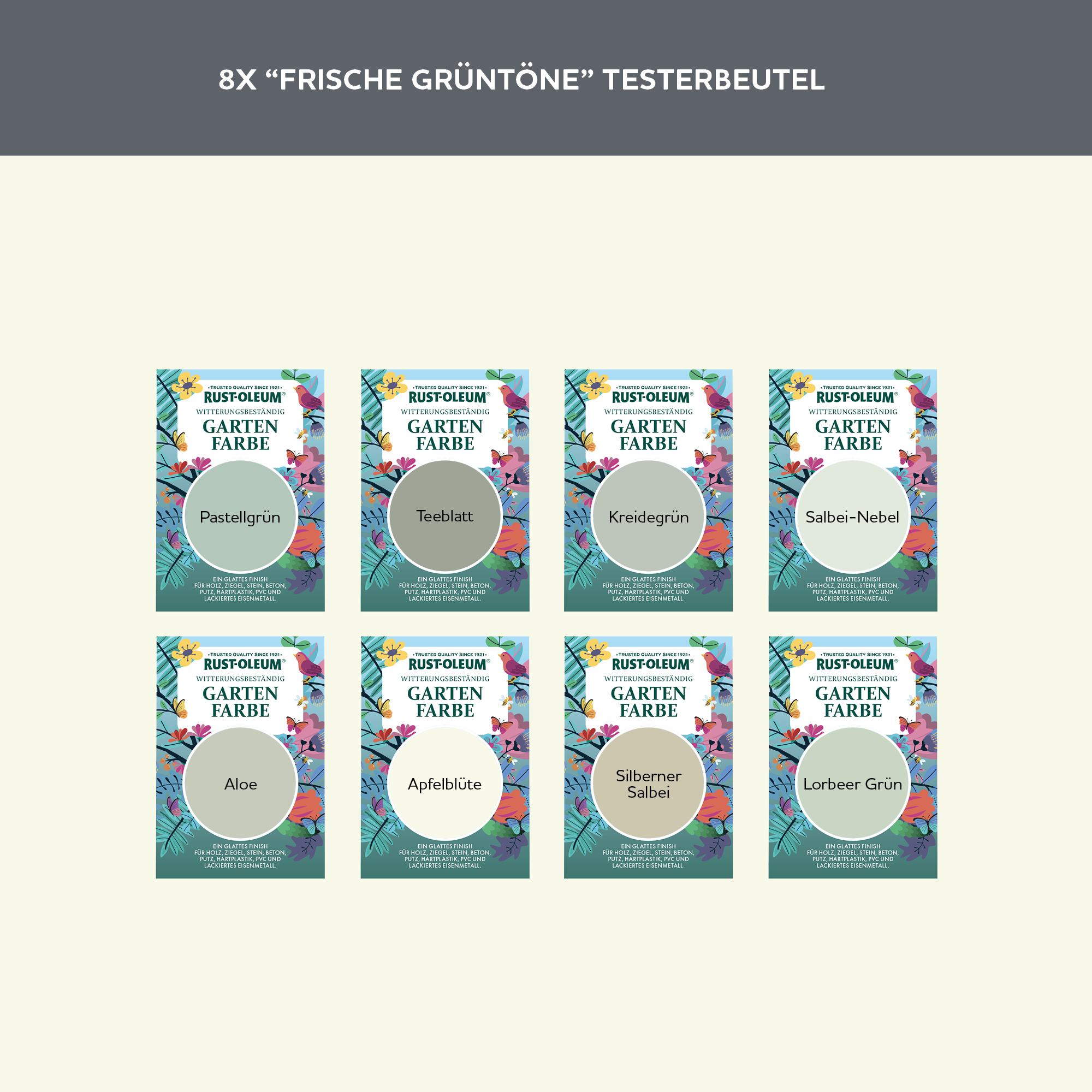 Holzfarbe Für Aussen Testerbox  -  Frische Grüntöne