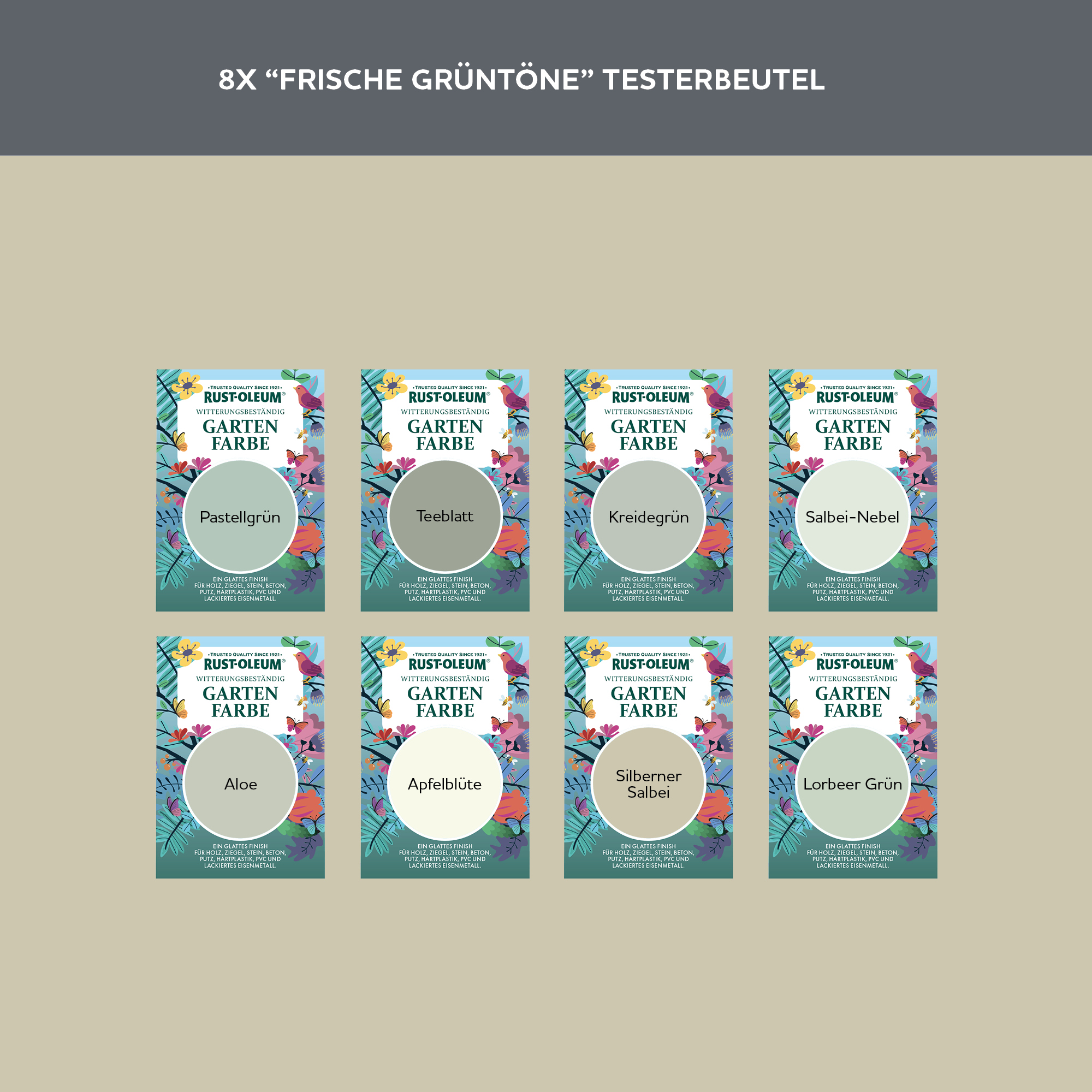 Holzfarbe Für Aussen Testerbox  -  Frische Grüntöne
