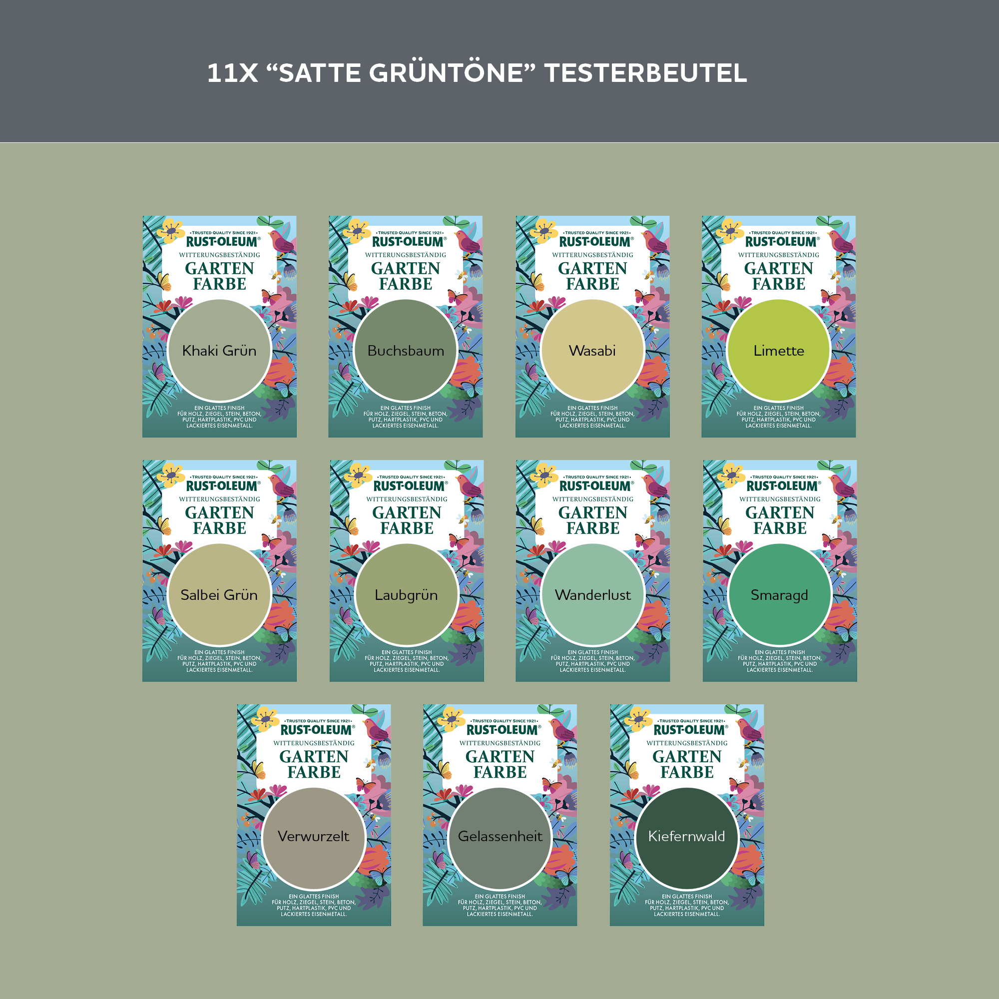 Holzfarbe Für Aussen Testerbox  -  Satte Grüntöne