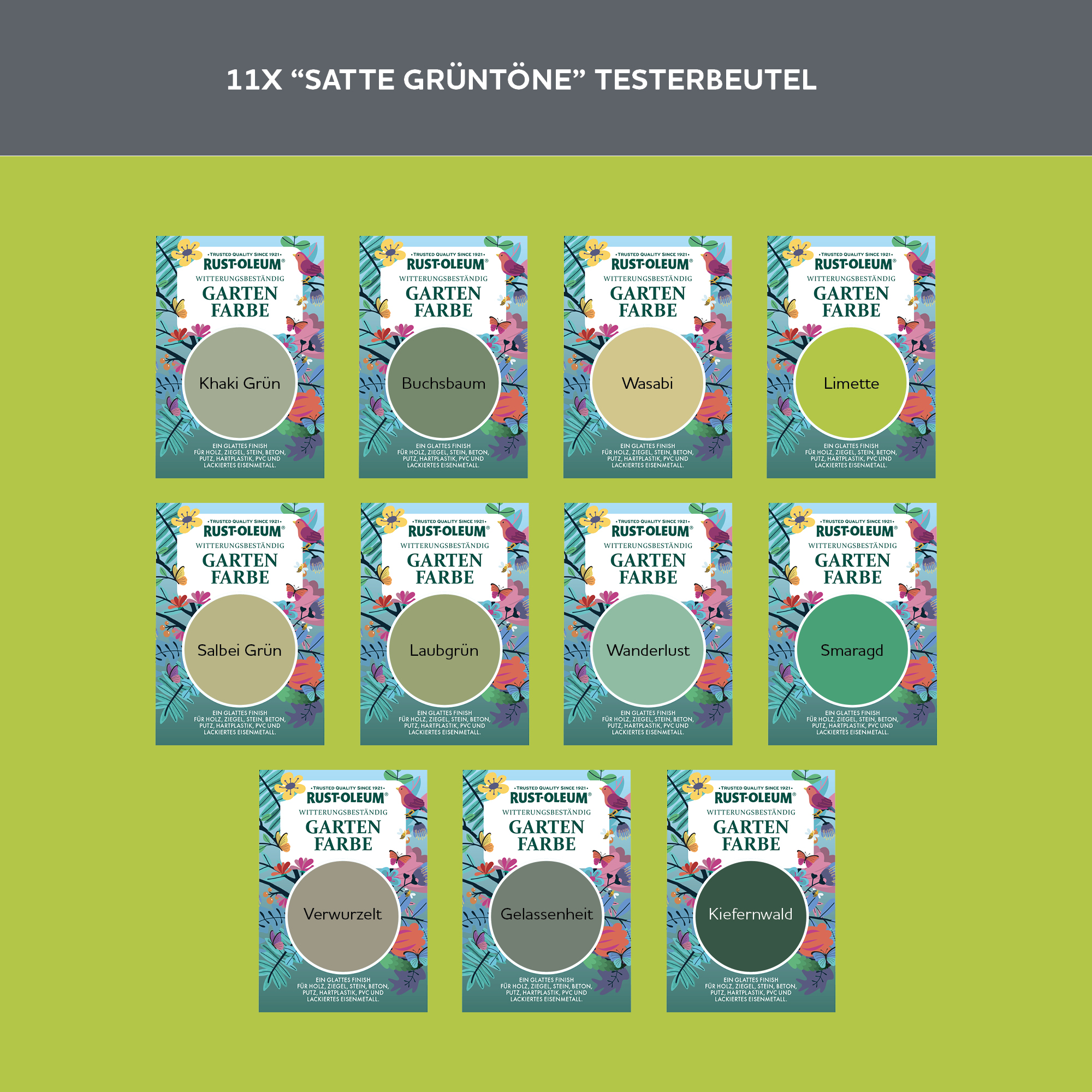 Holzfarbe Für Aussen Testerbox  -  Satte Grüntöne