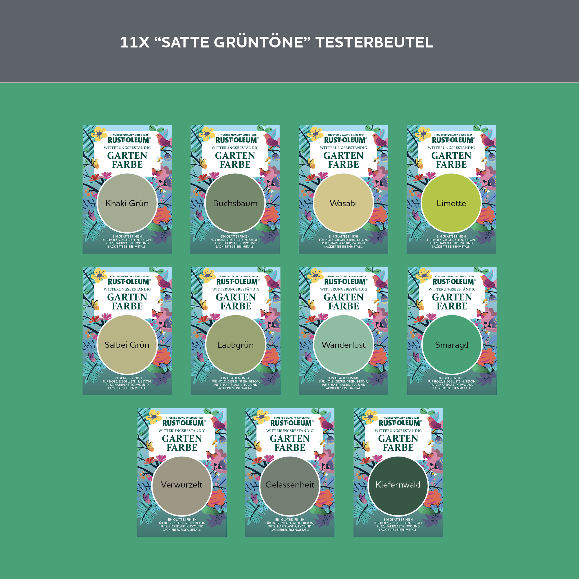 Holzfarbe Für Aussen Testerbox  -  Satte Grüntöne