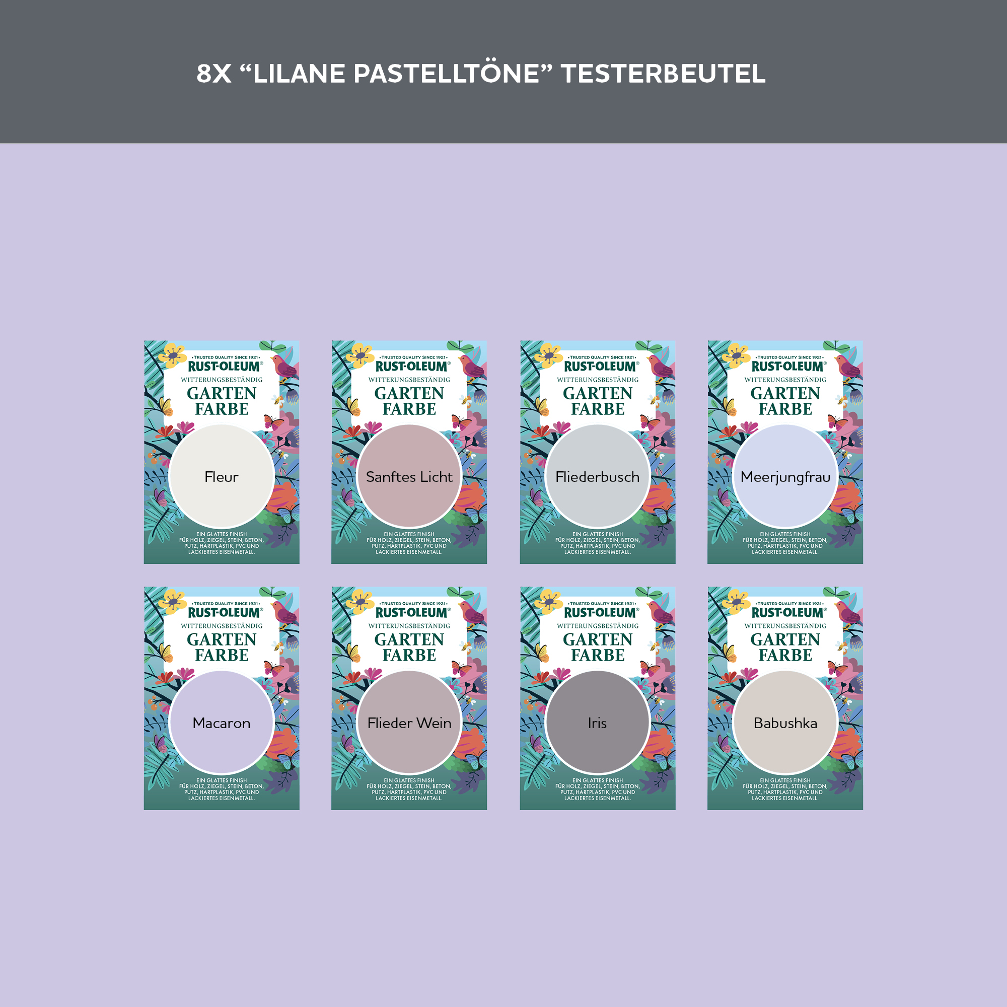 Holzfarbe Für Aussen Testerbox  -  Lilane Pasteltöne