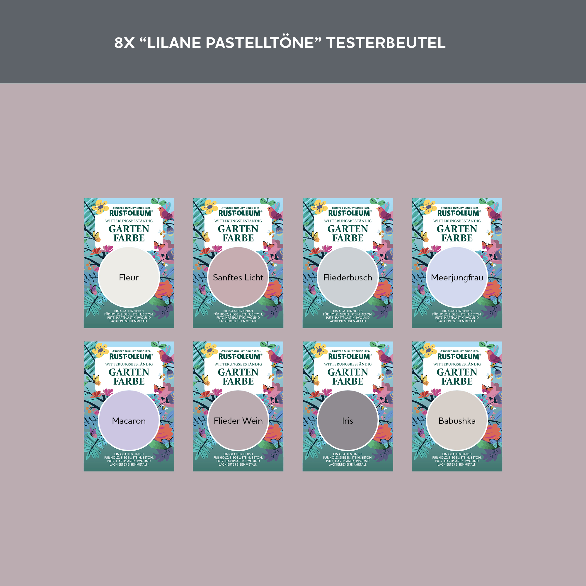 Holzfarbe Für Aussen Testerbox  -  Lilane Pasteltöne