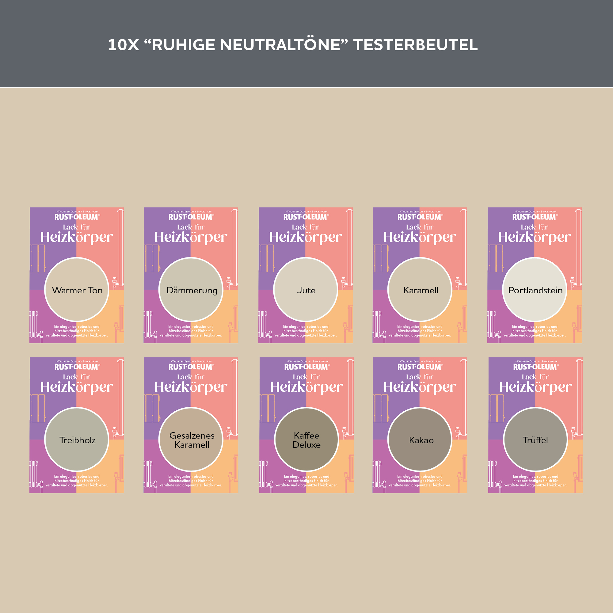 Heizkörper Testerbox  -  Ruhige Neutraltöne