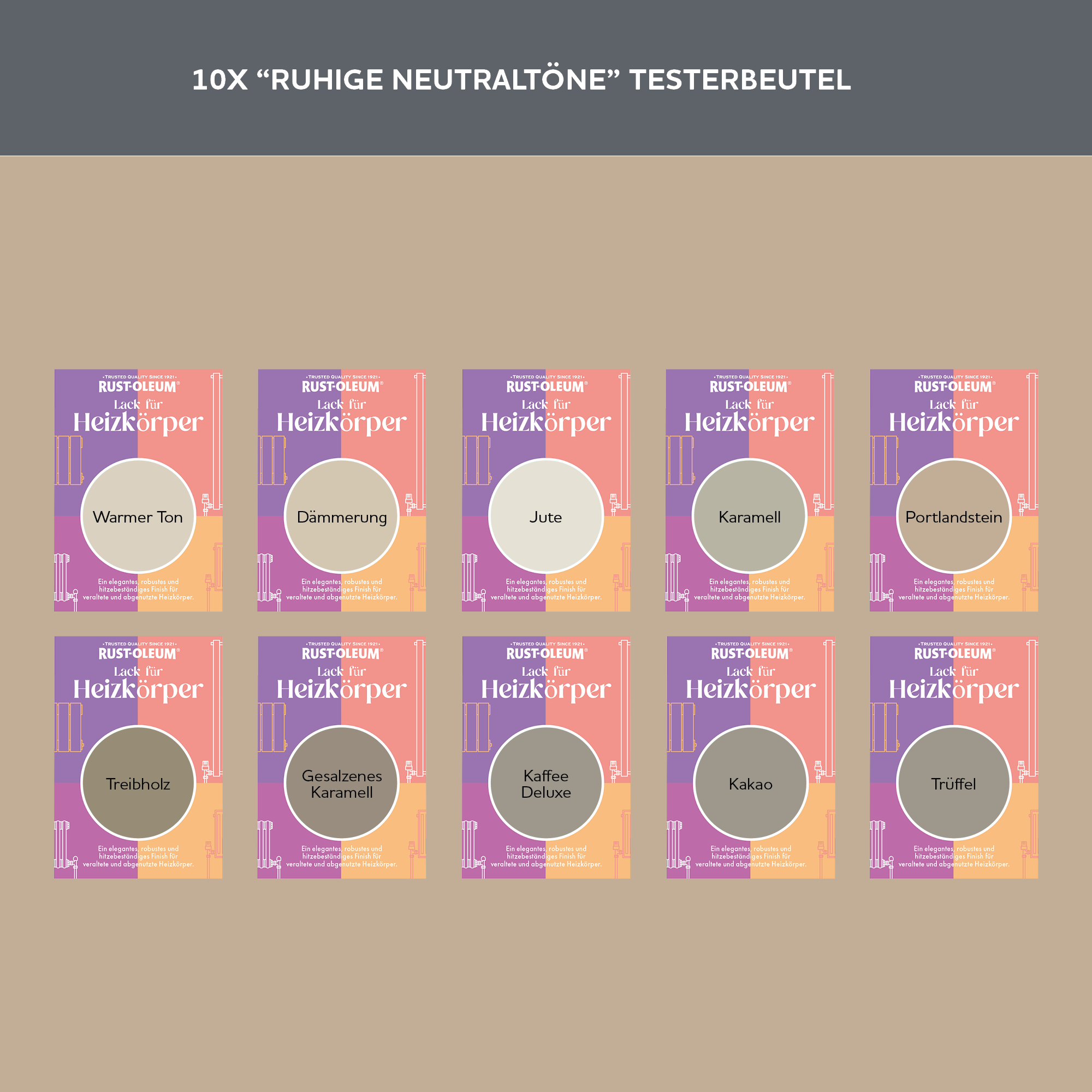 Heizkörper Testerbox  -  Ruhige Neutraltöne