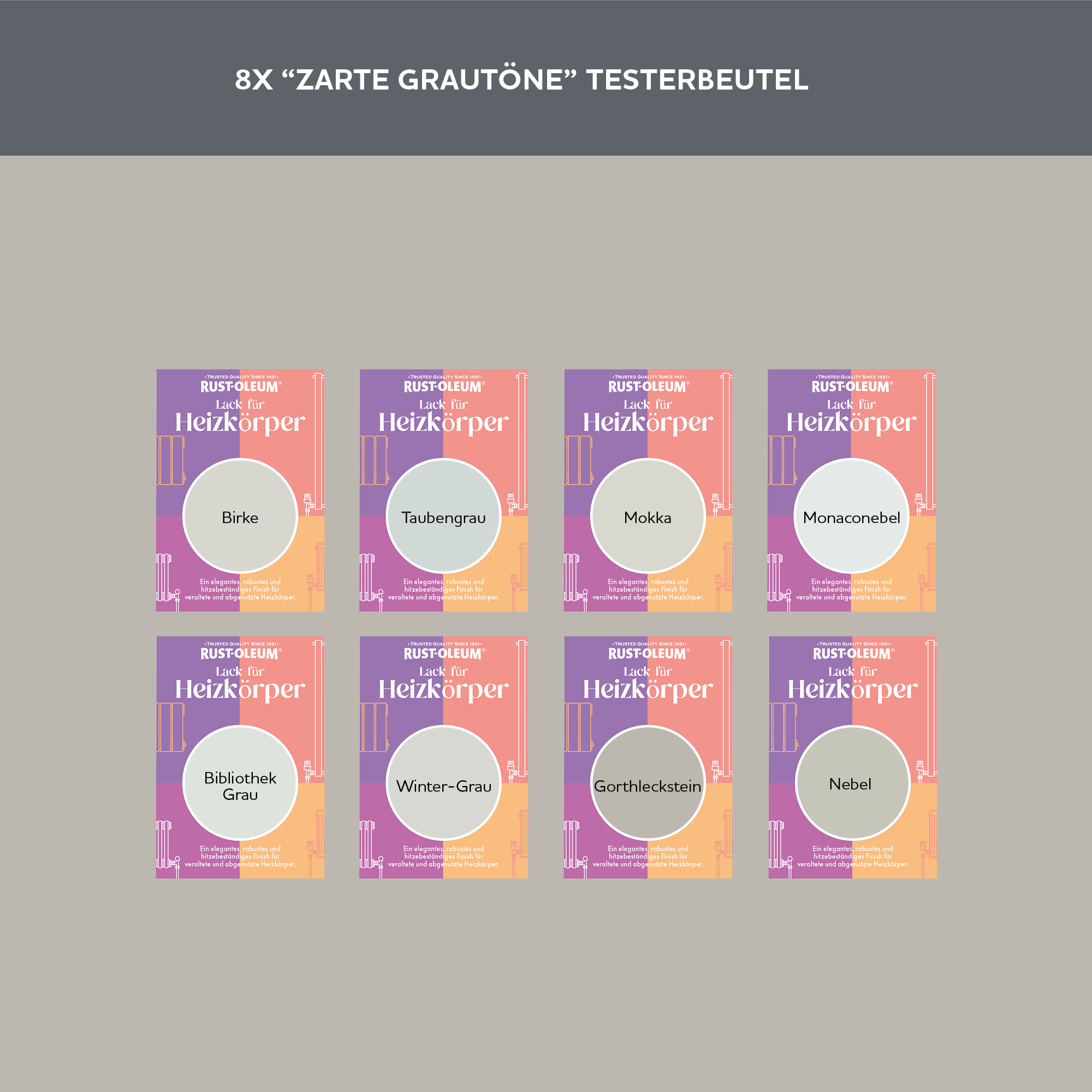 Heizkörper Testerbox -  Zarte Grautöne