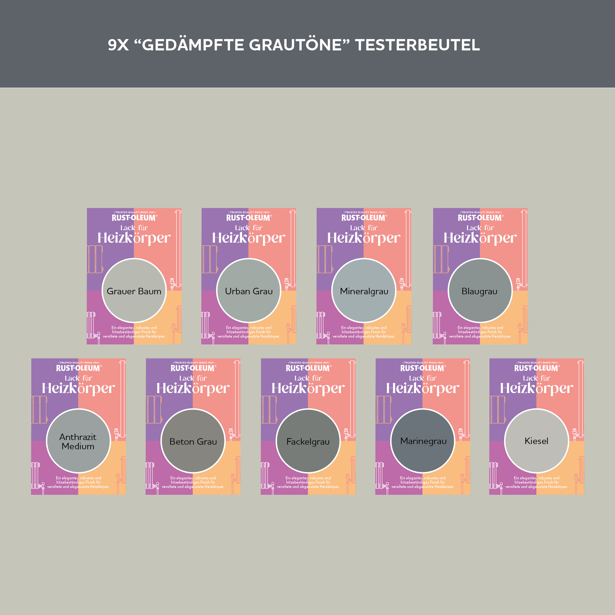 Heizkörper Testerbox-  Gedämpfte Grautöne