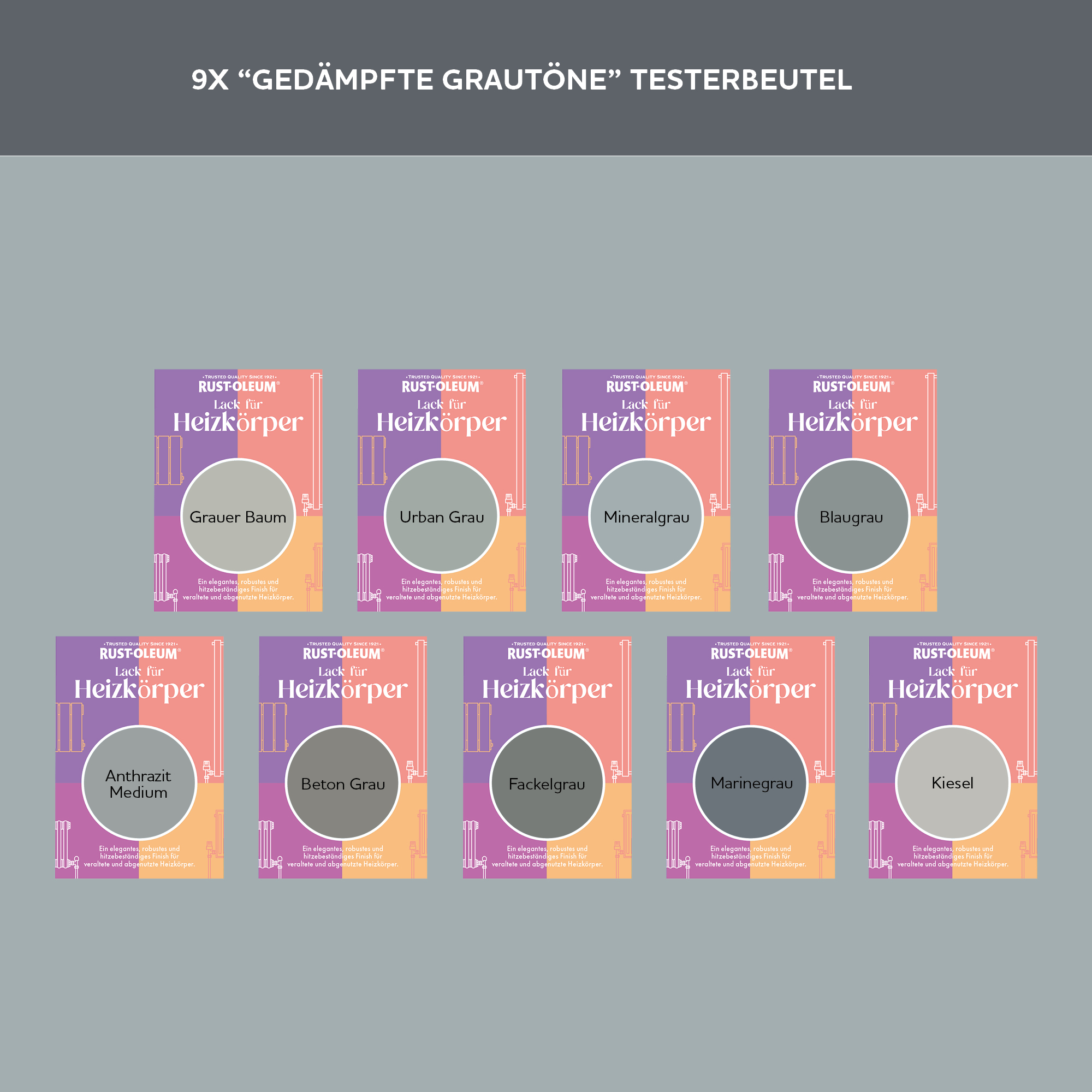 Heizkörper Testerbox-  Gedämpfte Grautöne