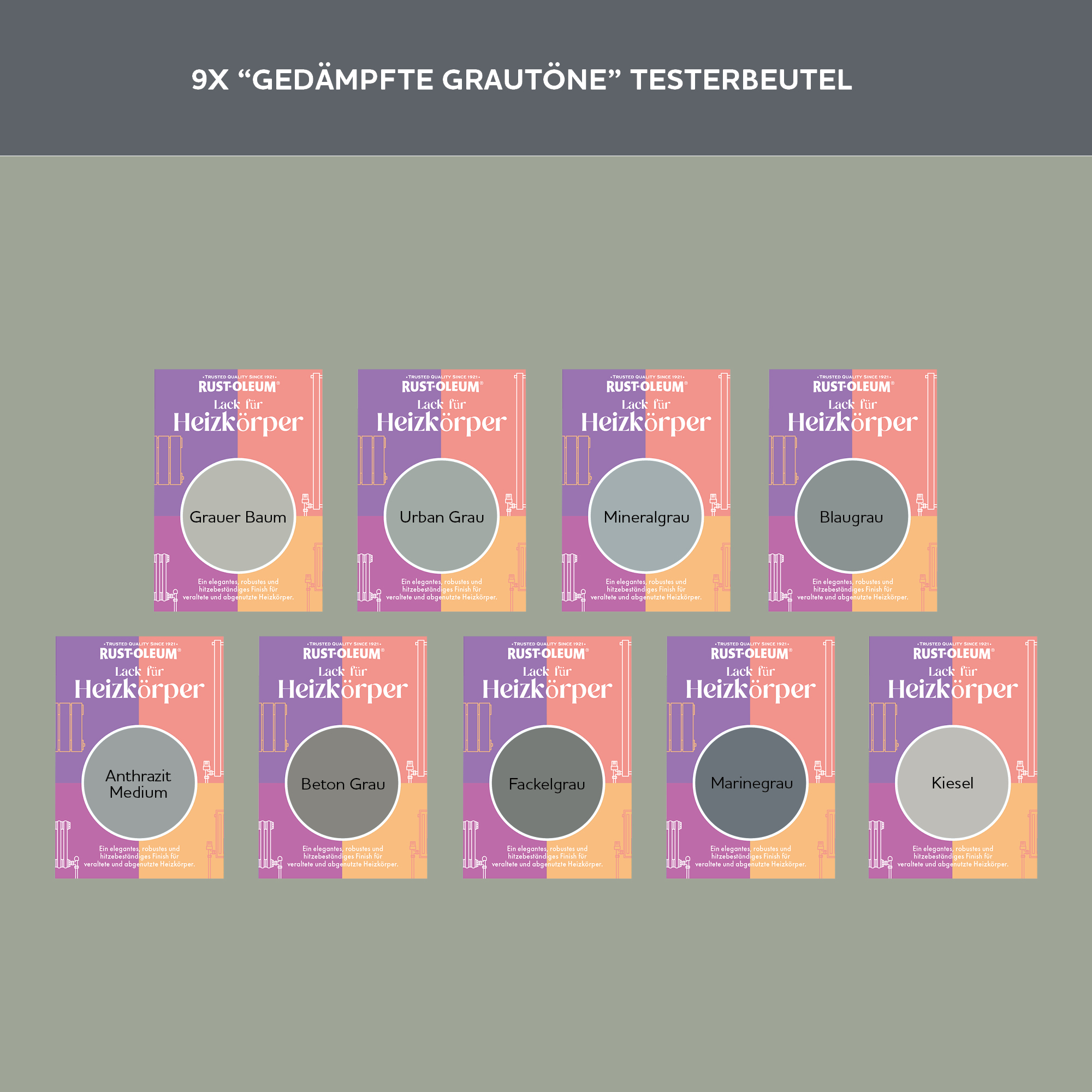 Heizkörper Testerbox-  Gedämpfte Grautöne