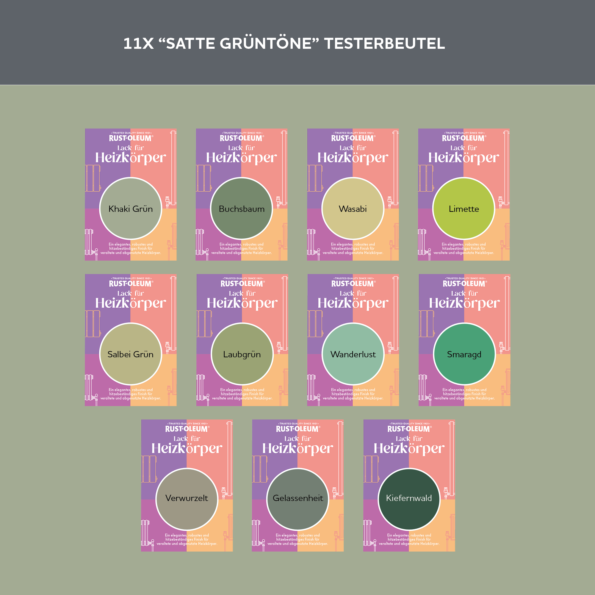 Heizkörper Testerbox  -  Satte Grüntöne