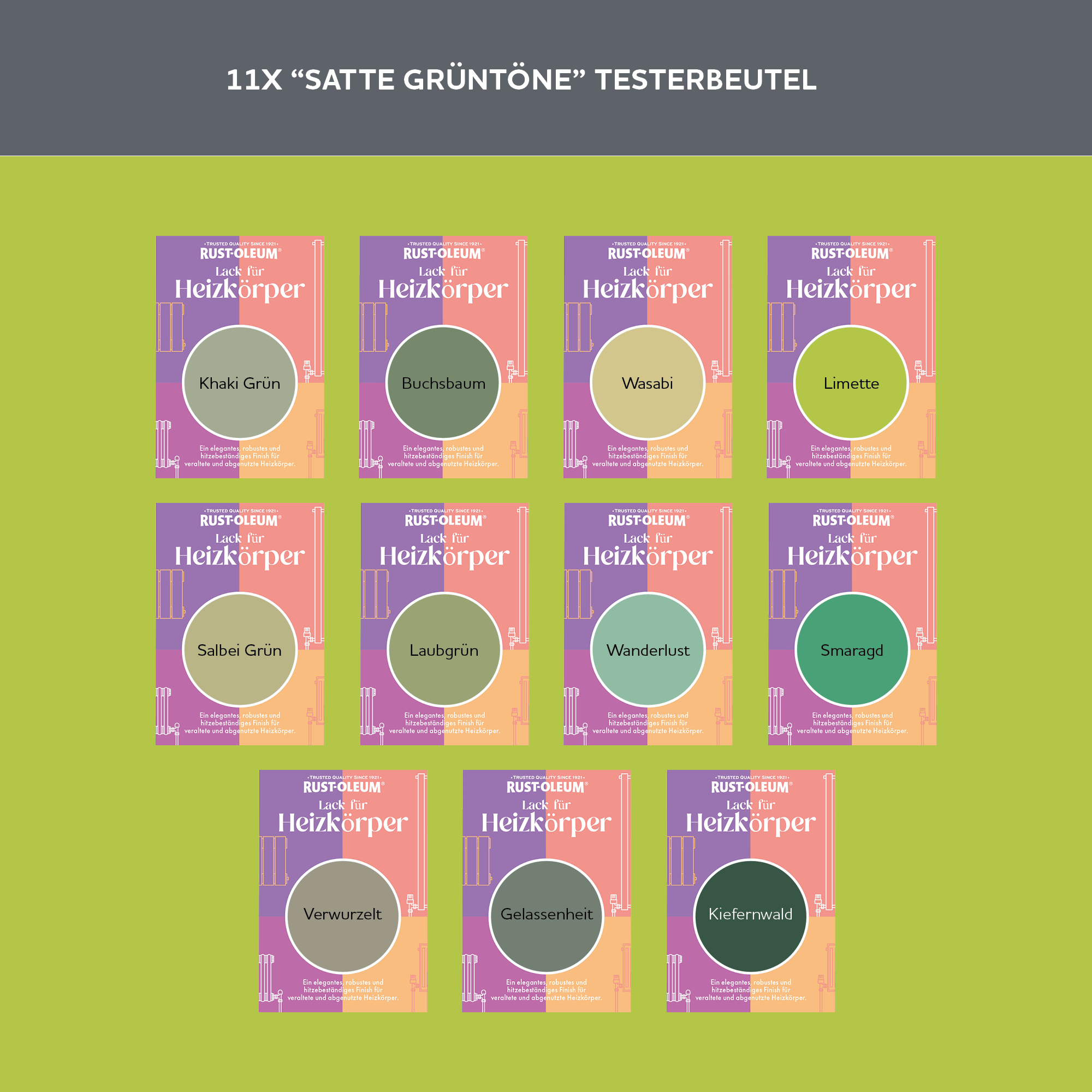 Heizkörper Testerbox  -  Satte Grüntöne