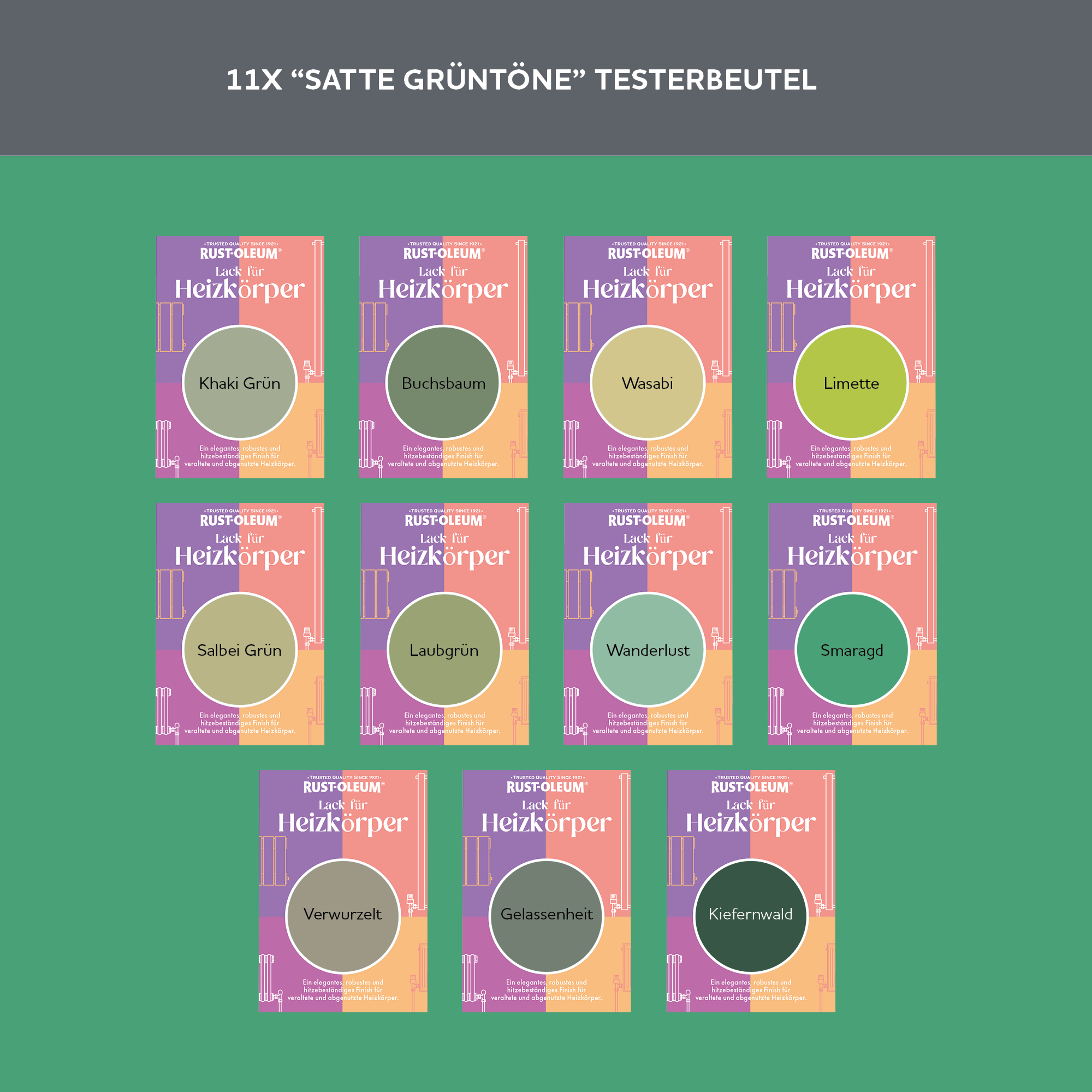 Heizkörper Testerbox  -  Satte Grüntöne