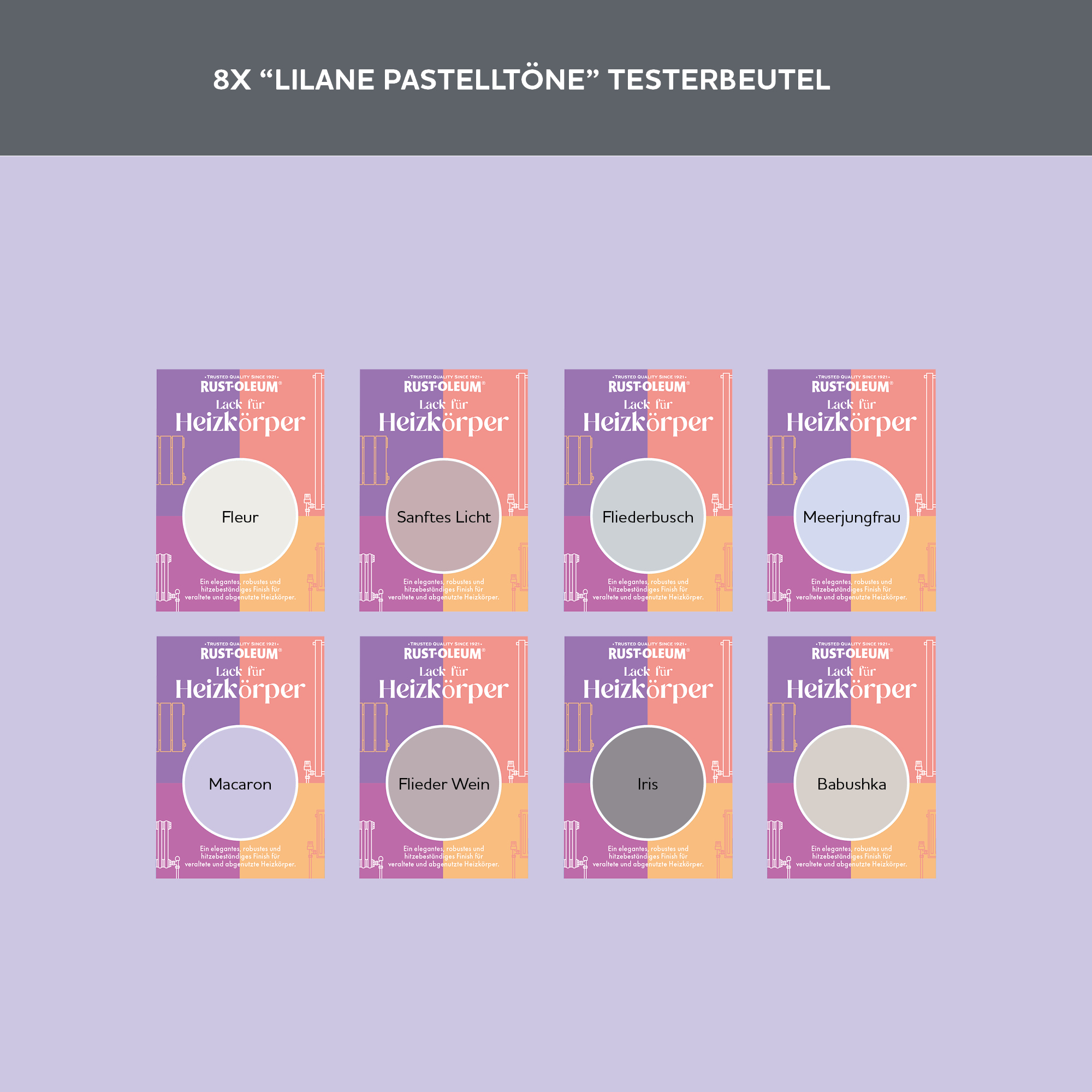 Heizkörper Testerbox  -  Lilane Pastelltöne