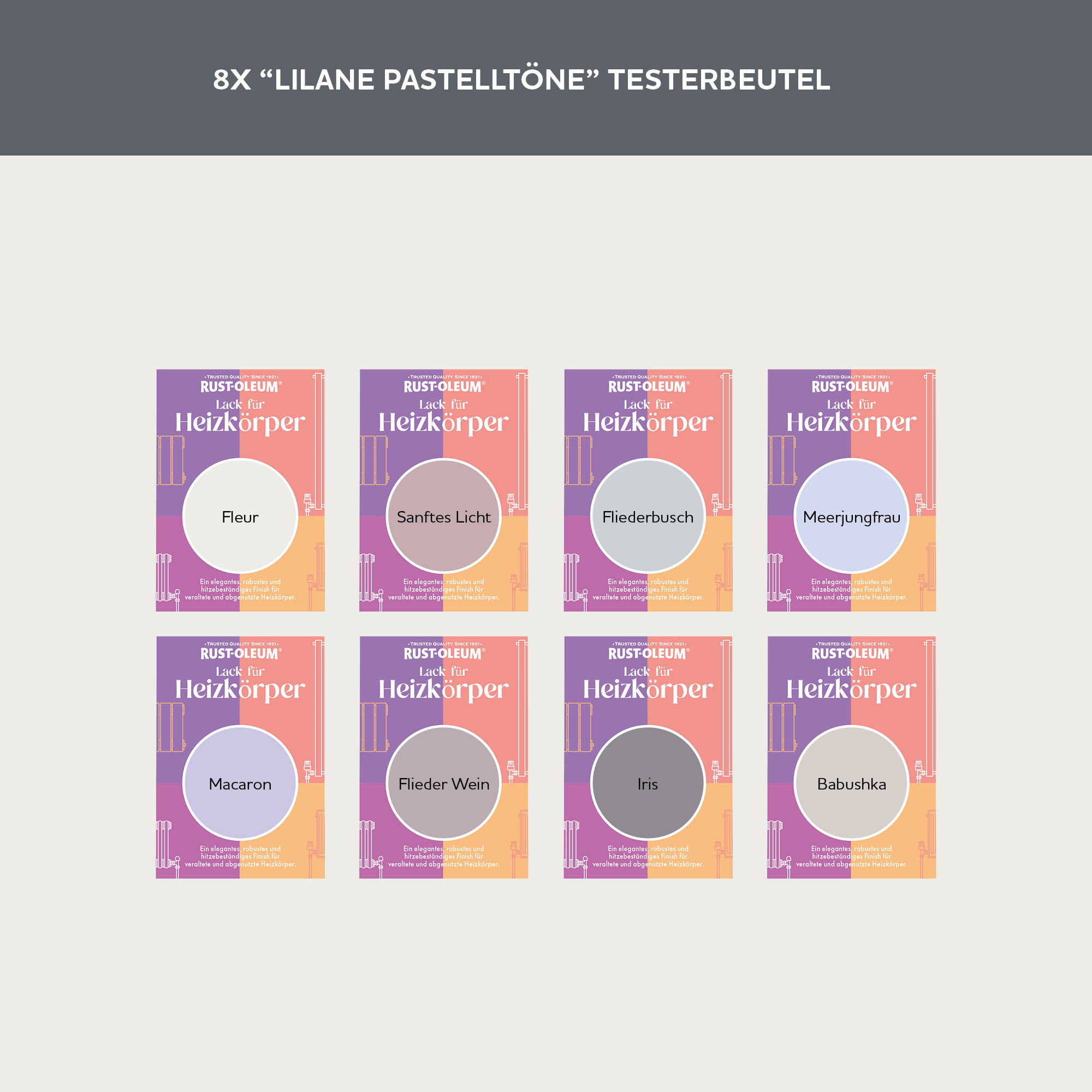 Heizkörper Testerbox  -  Lilane Pastelltöne