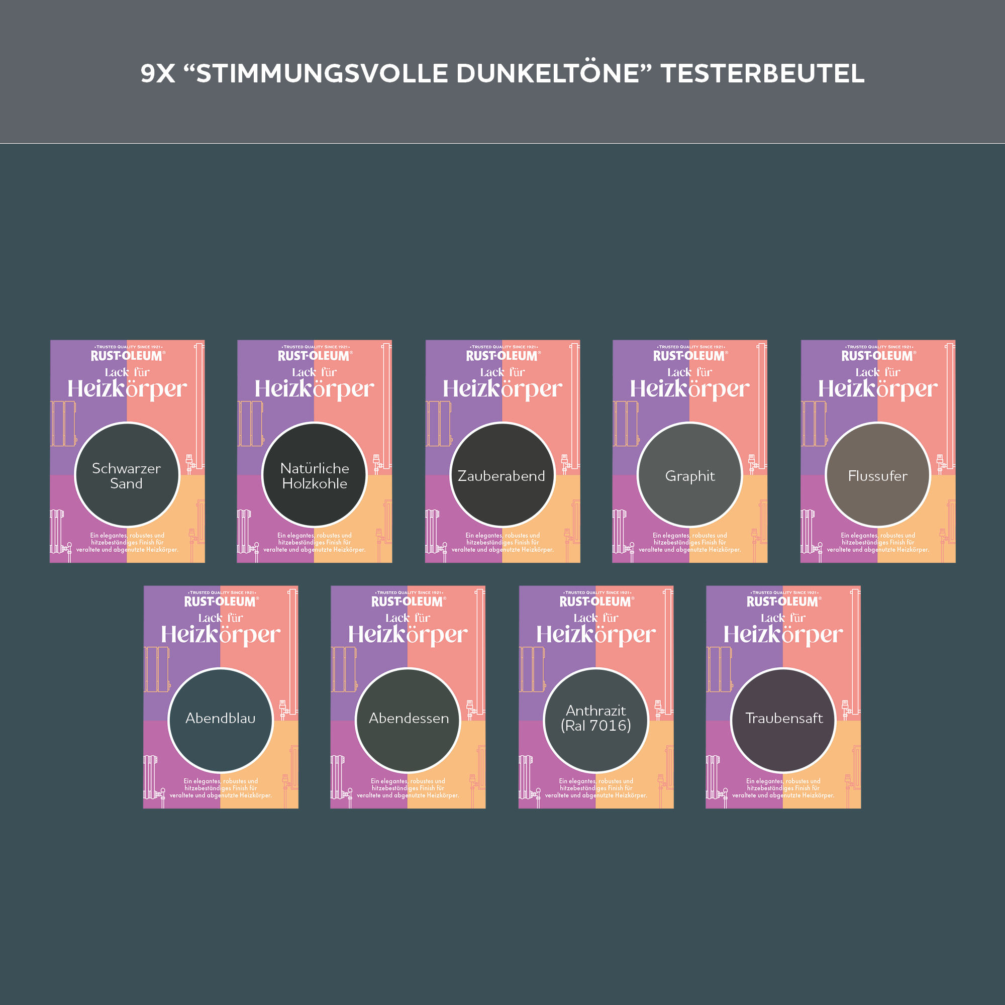 Heizkörper Testerbox - Stimmungsvolle Dunkeltöne