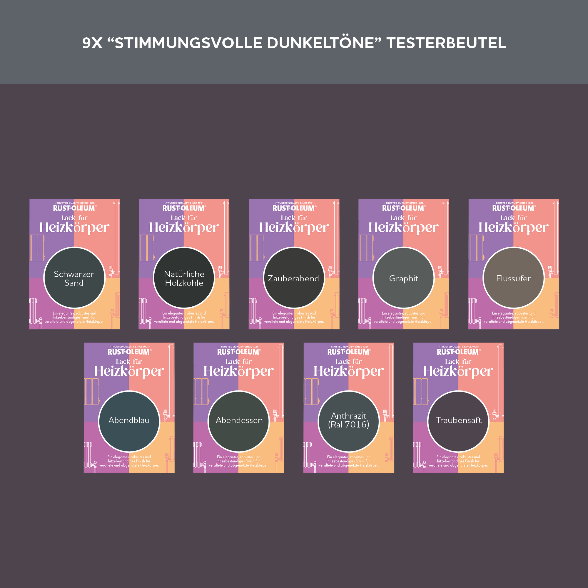 Heizkörper Testerbox - Stimmungsvolle Dunkeltöne