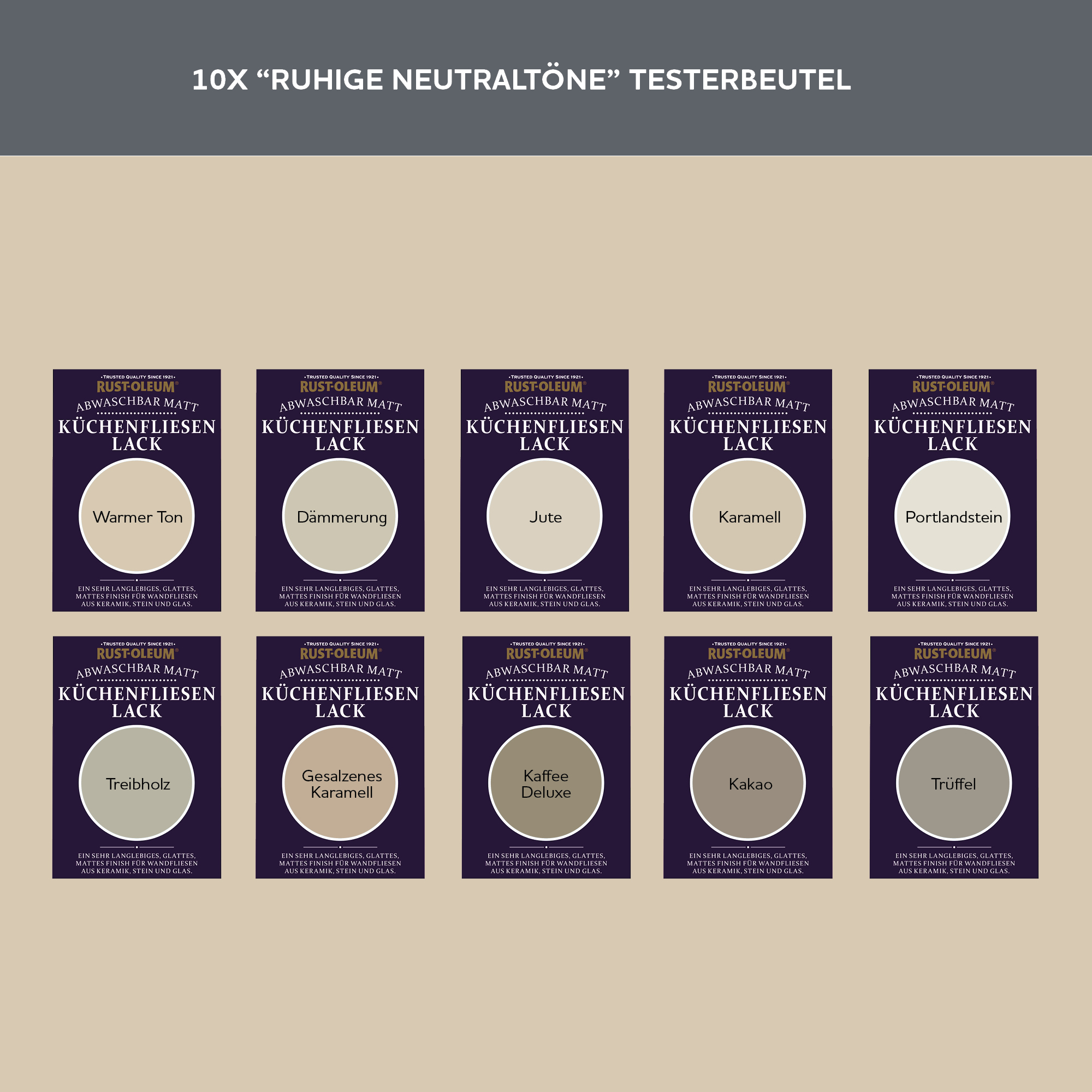 Küchenfliesen Testerbox  -  Ruhige Neutraltöne