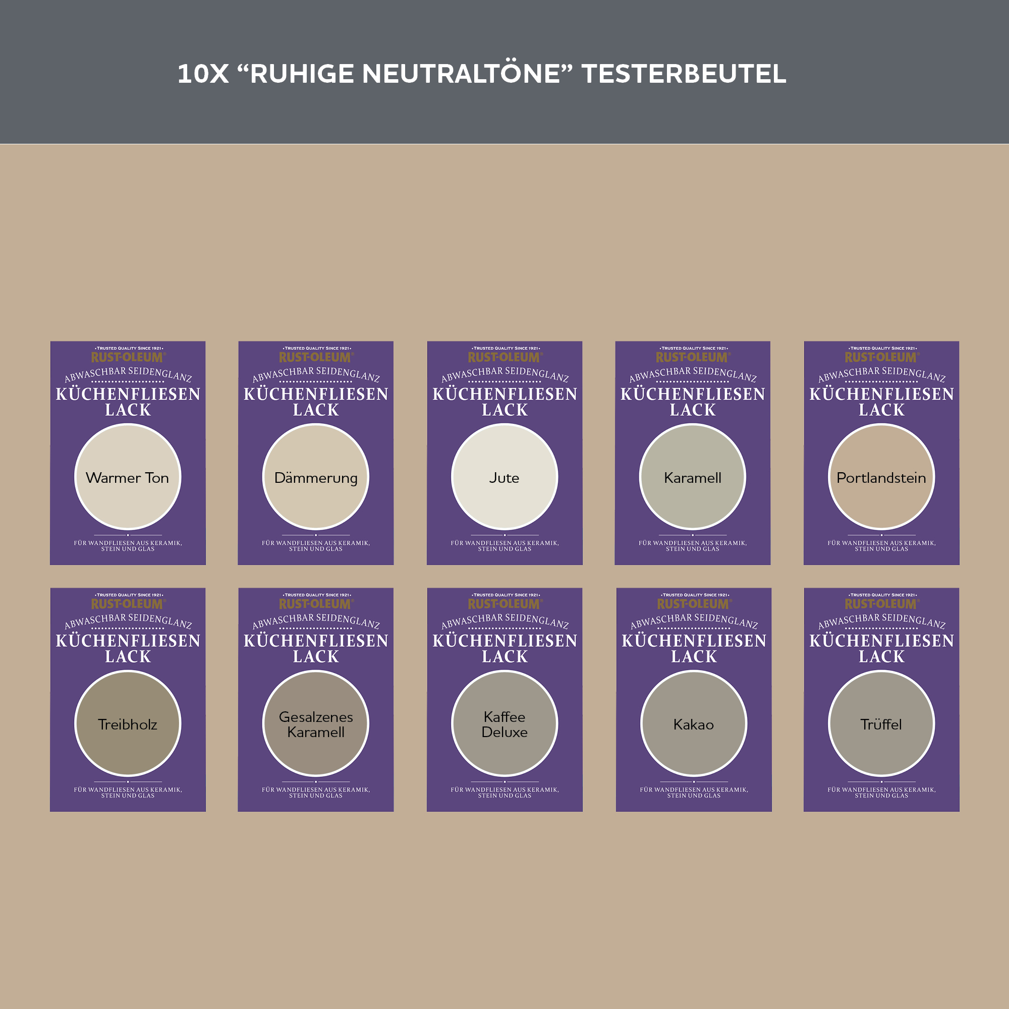 Küchenfliesen Testerbox  -  Ruhige Neutraltöne