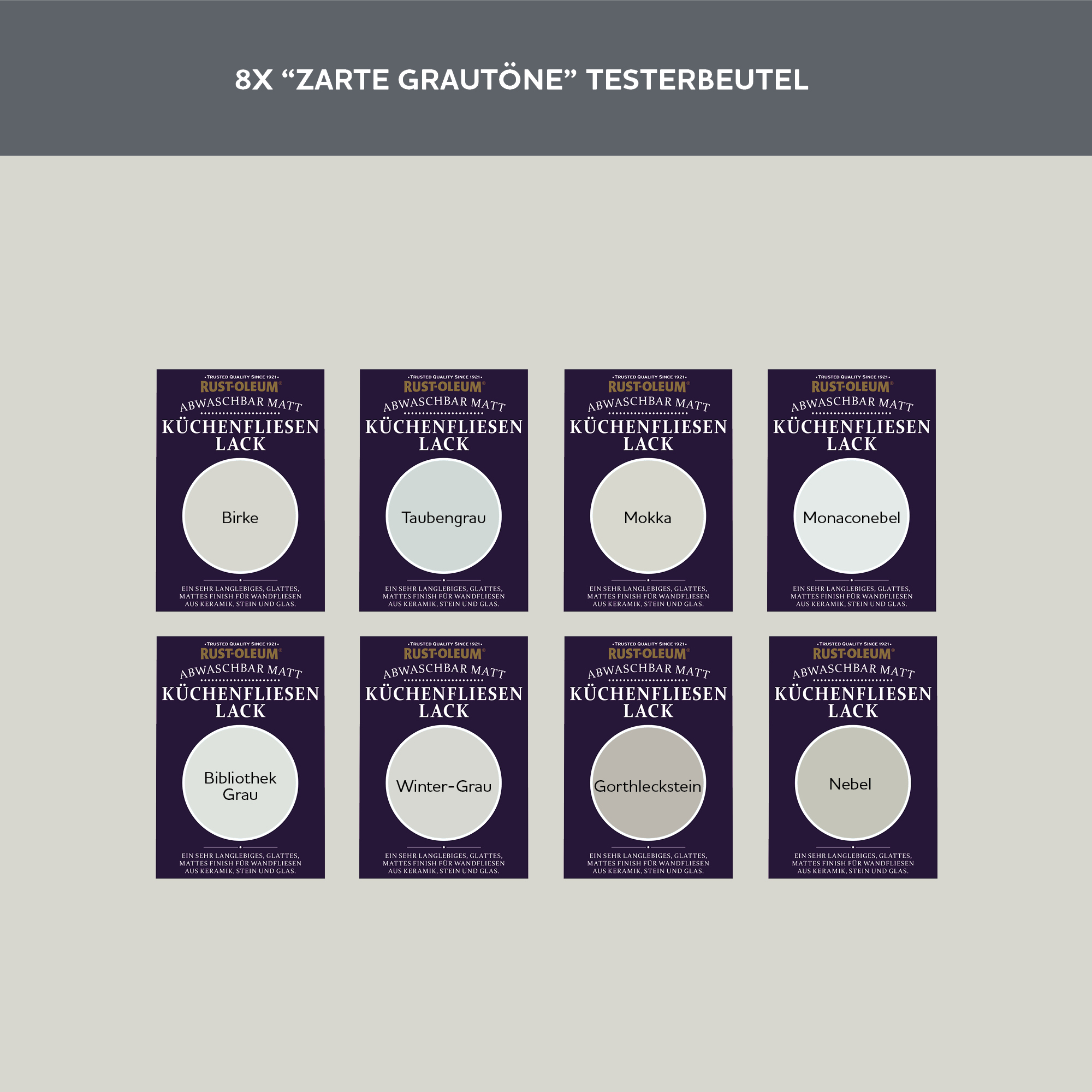 Küchenfliesen Testerbox -  Zarte Grautöne