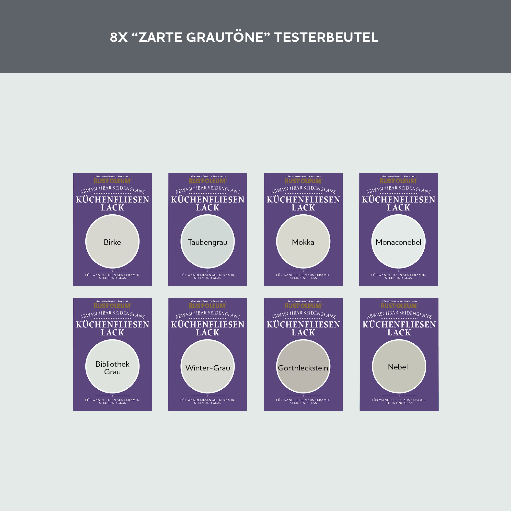 Küchenfliesen Testerbox -  Zarte Grautöne