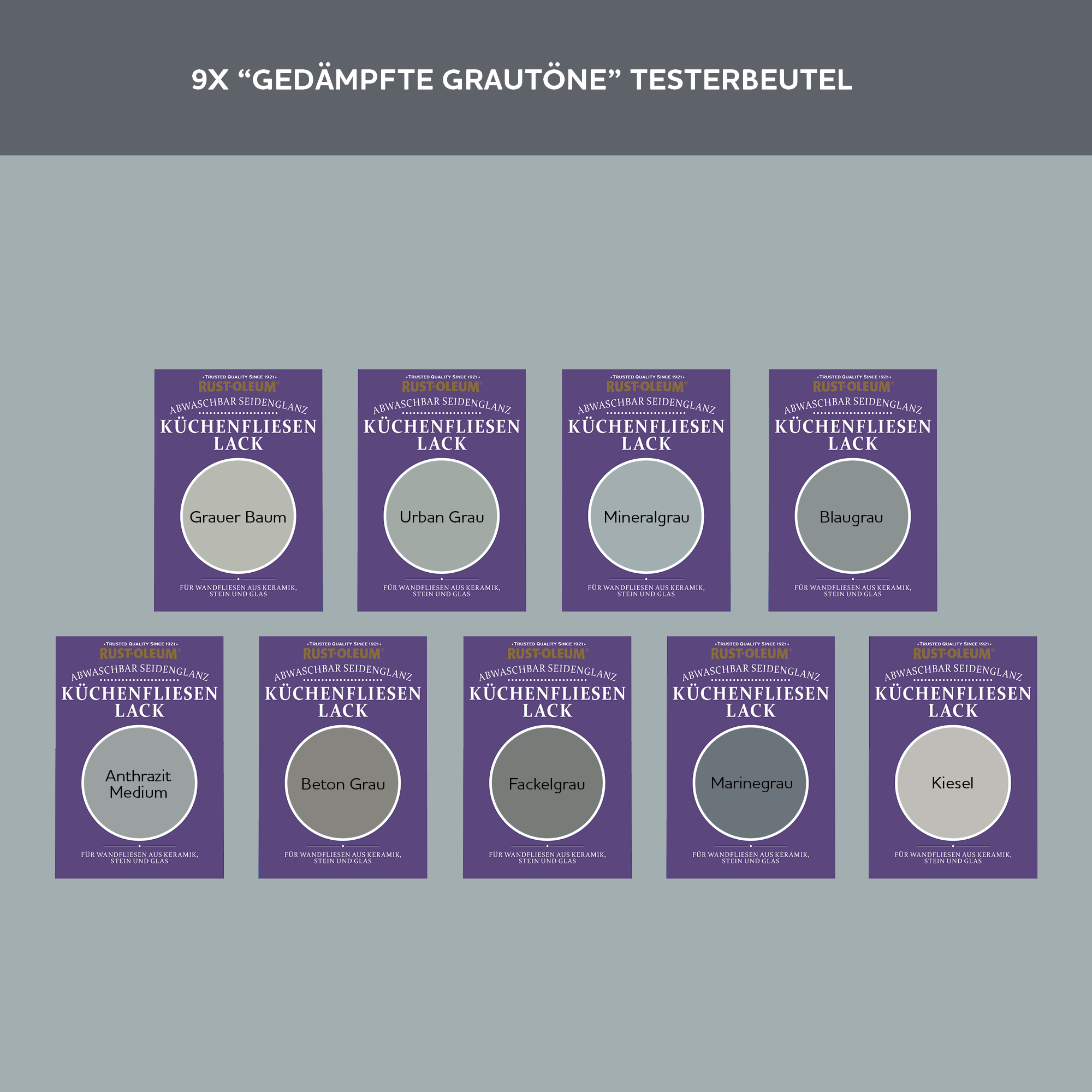 Küchenfliesen Testerbox-  Gedämpfte Grautöne