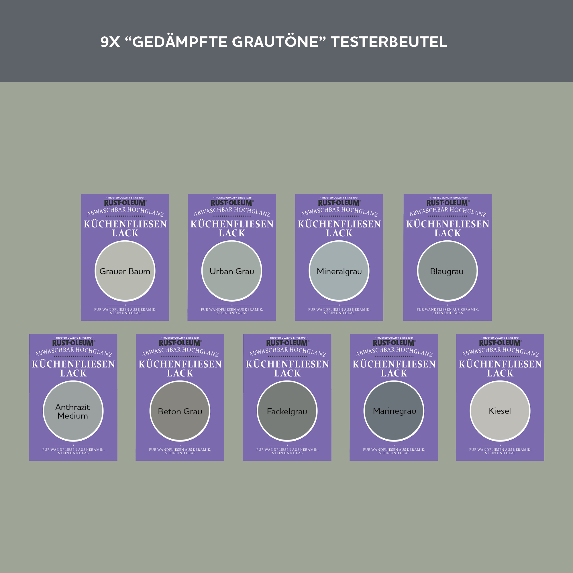 Küchenfliesen Testerbox-  Gedämpfte Grautöne