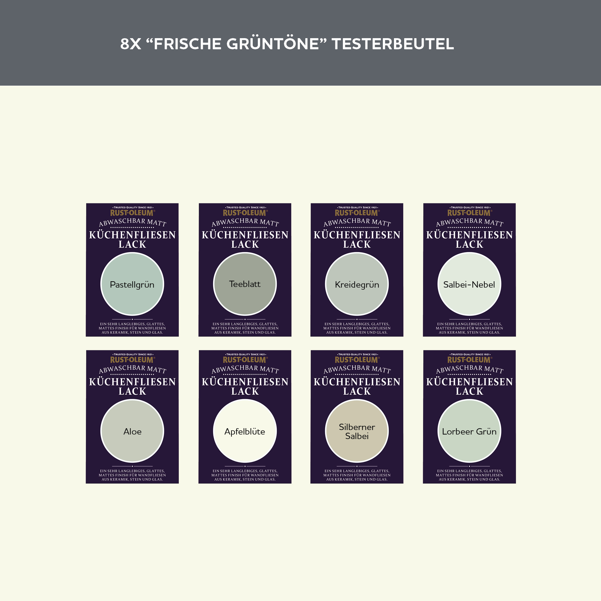 Küchenfliesen Testerbox  -  Frische Grüntöne