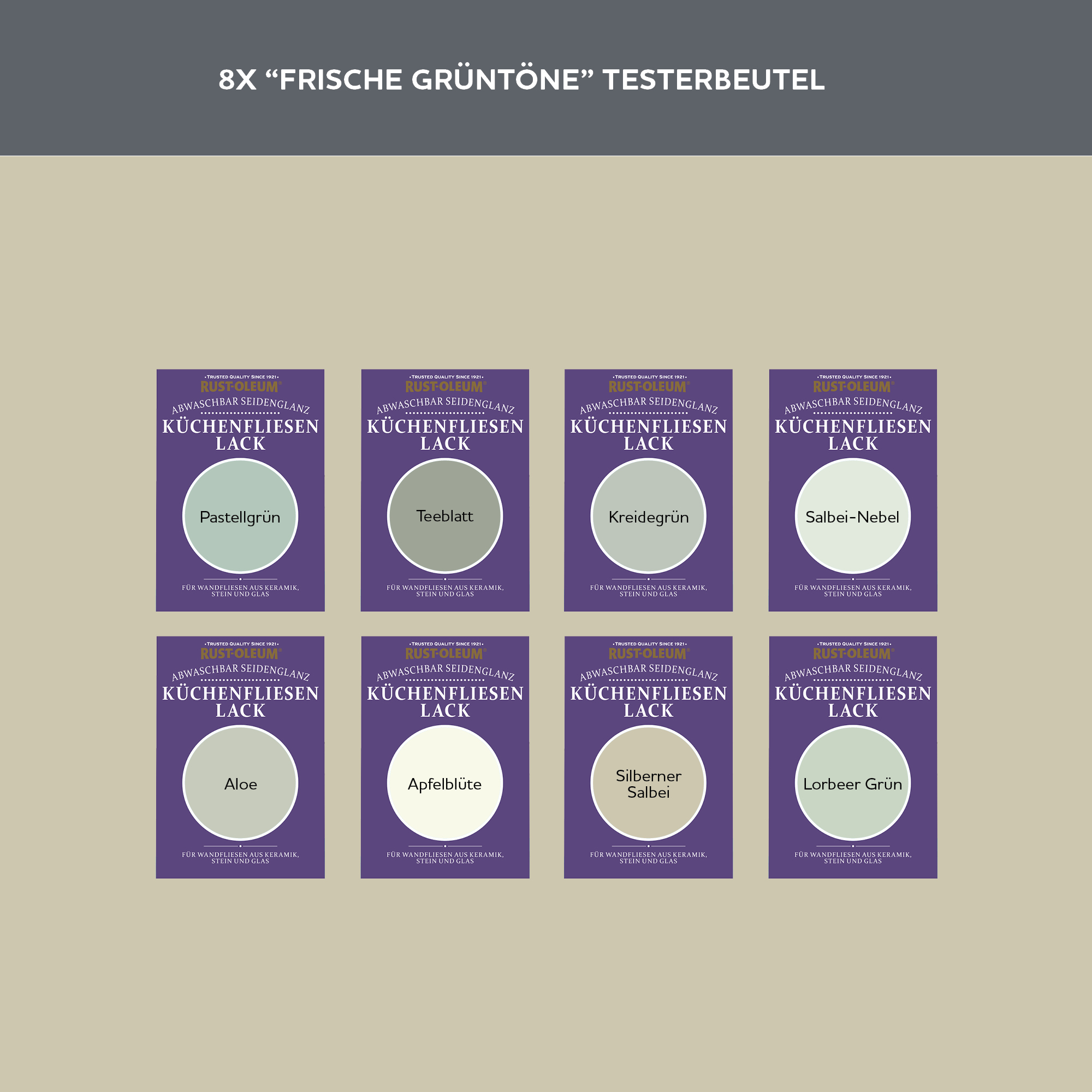 Küchenfliesen Testerbox  -  Frische Grüntöne