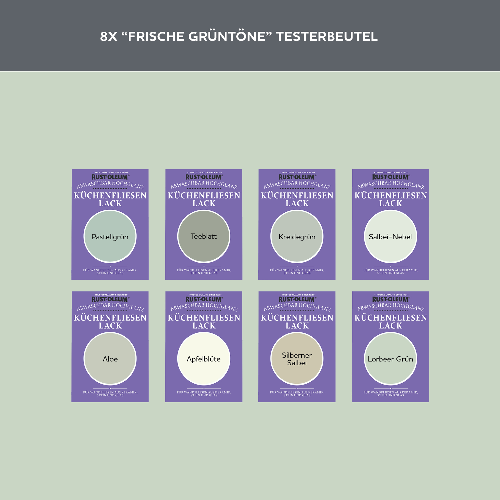 Küchenfliesen Testerbox  -  Frische Grüntöne