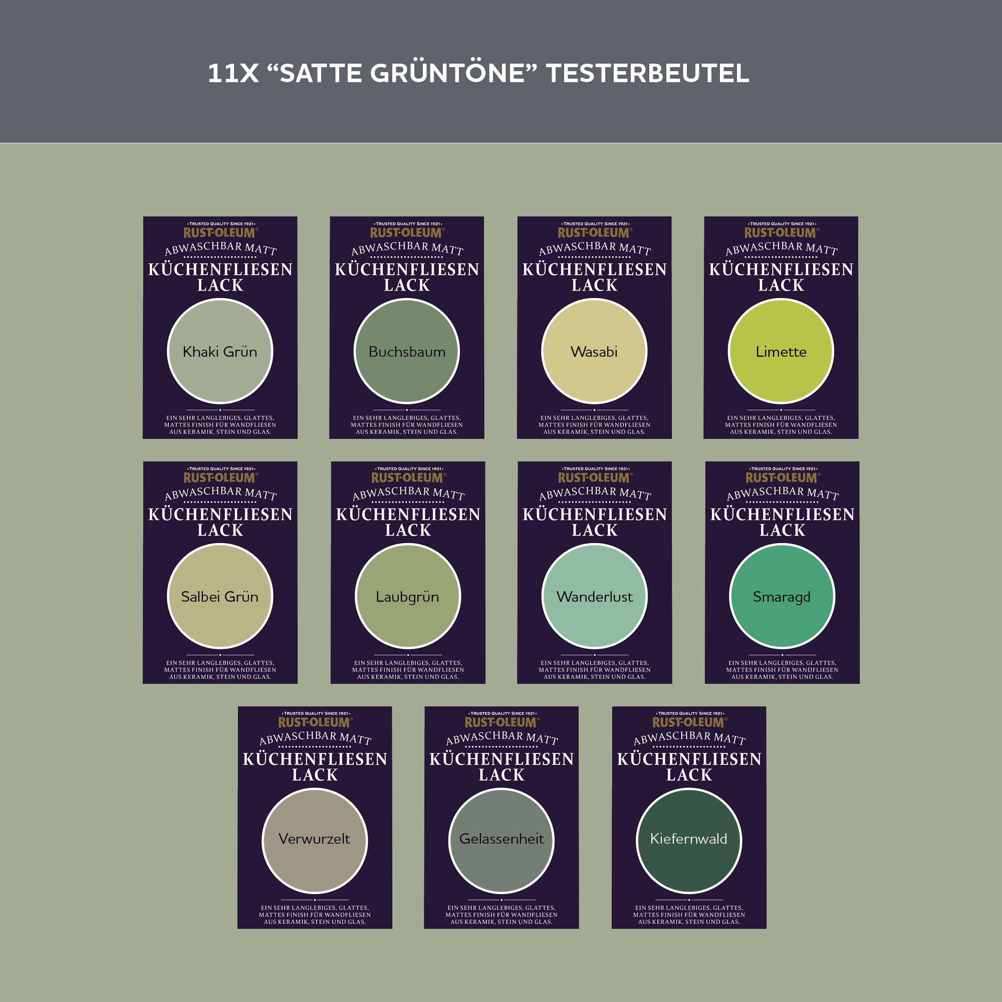 Küchenfliesen Testerbox  -  Satte Grüntöne