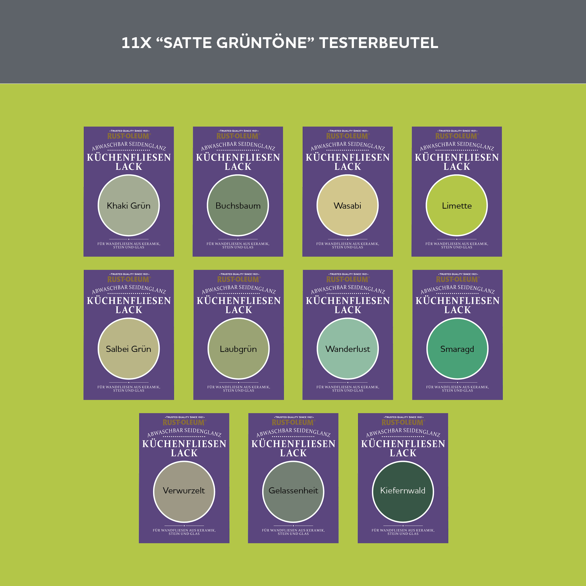 Küchenfliesen Testerbox  -  Satte Grüntöne