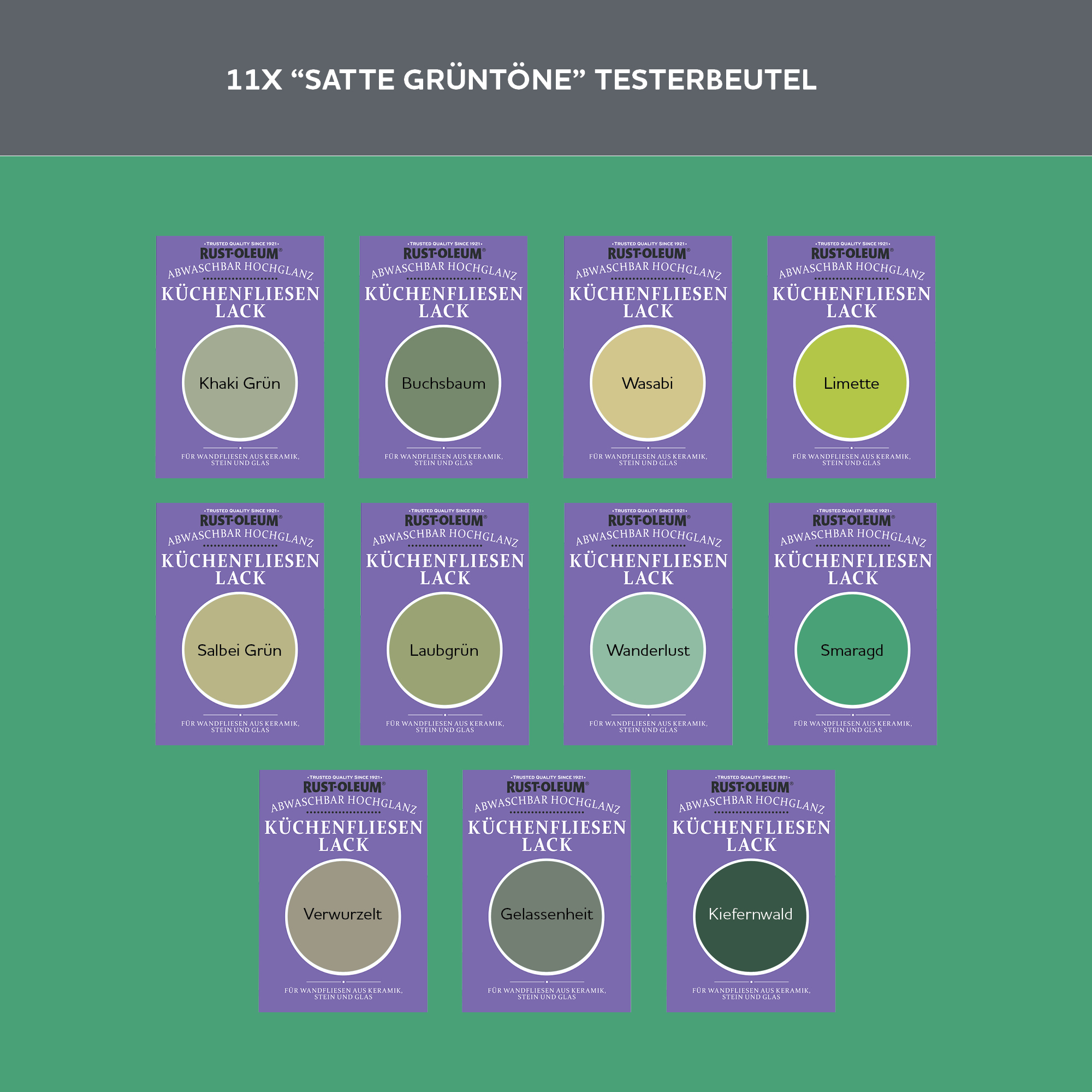 Küchenfliesen Testerbox  -  Satte Grüntöne