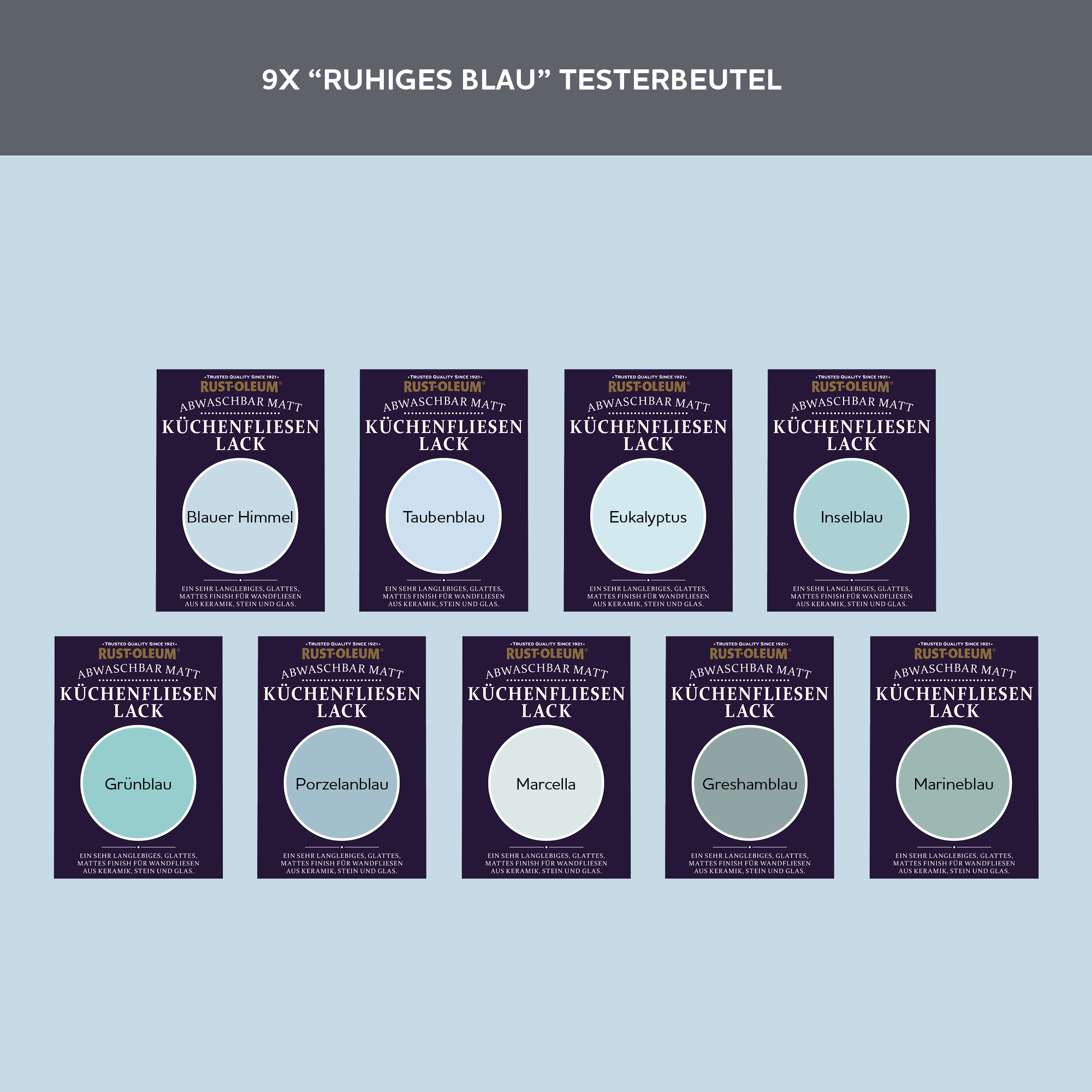 Küchenfliesen Testerbox - Ruhiges Blau