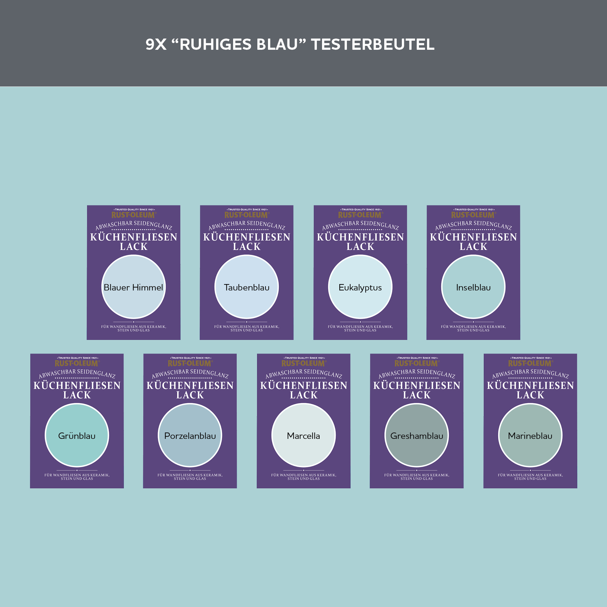 Küchenfliesen Testerbox - Ruhiges Blau