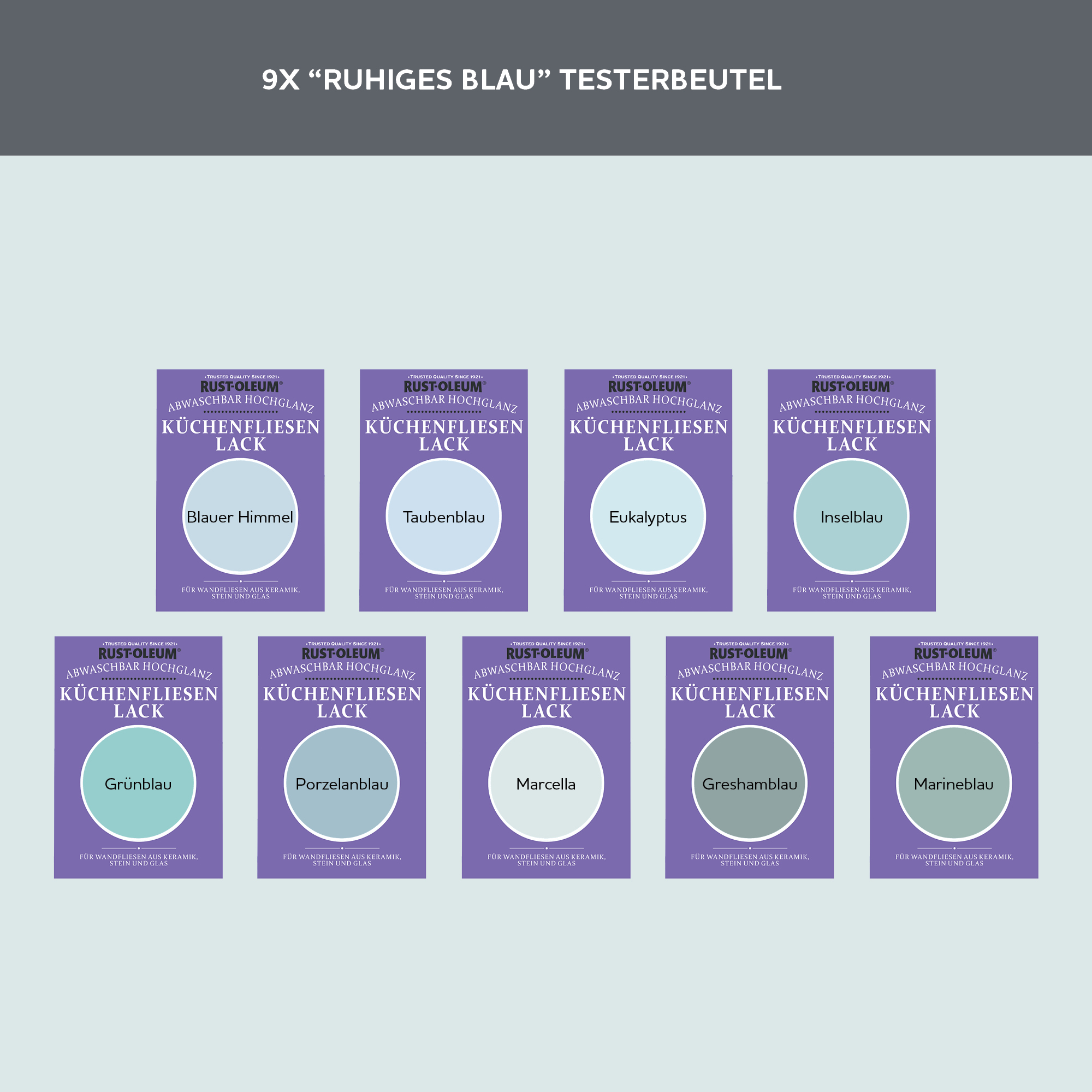 Küchenfliesen Testerbox - Ruhiges Blau