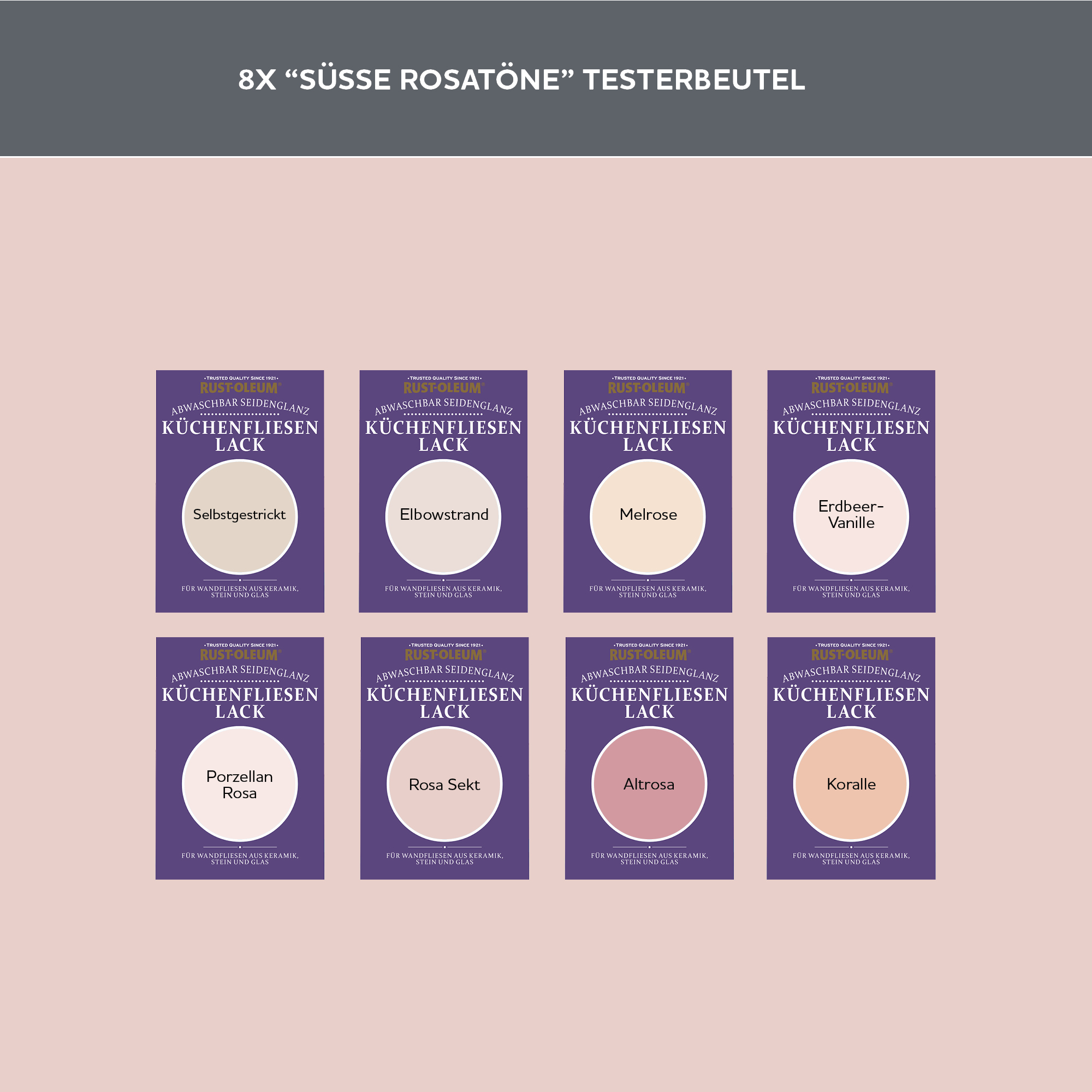 Küchenfliesen Testerbox  -  Süße Rosatöne