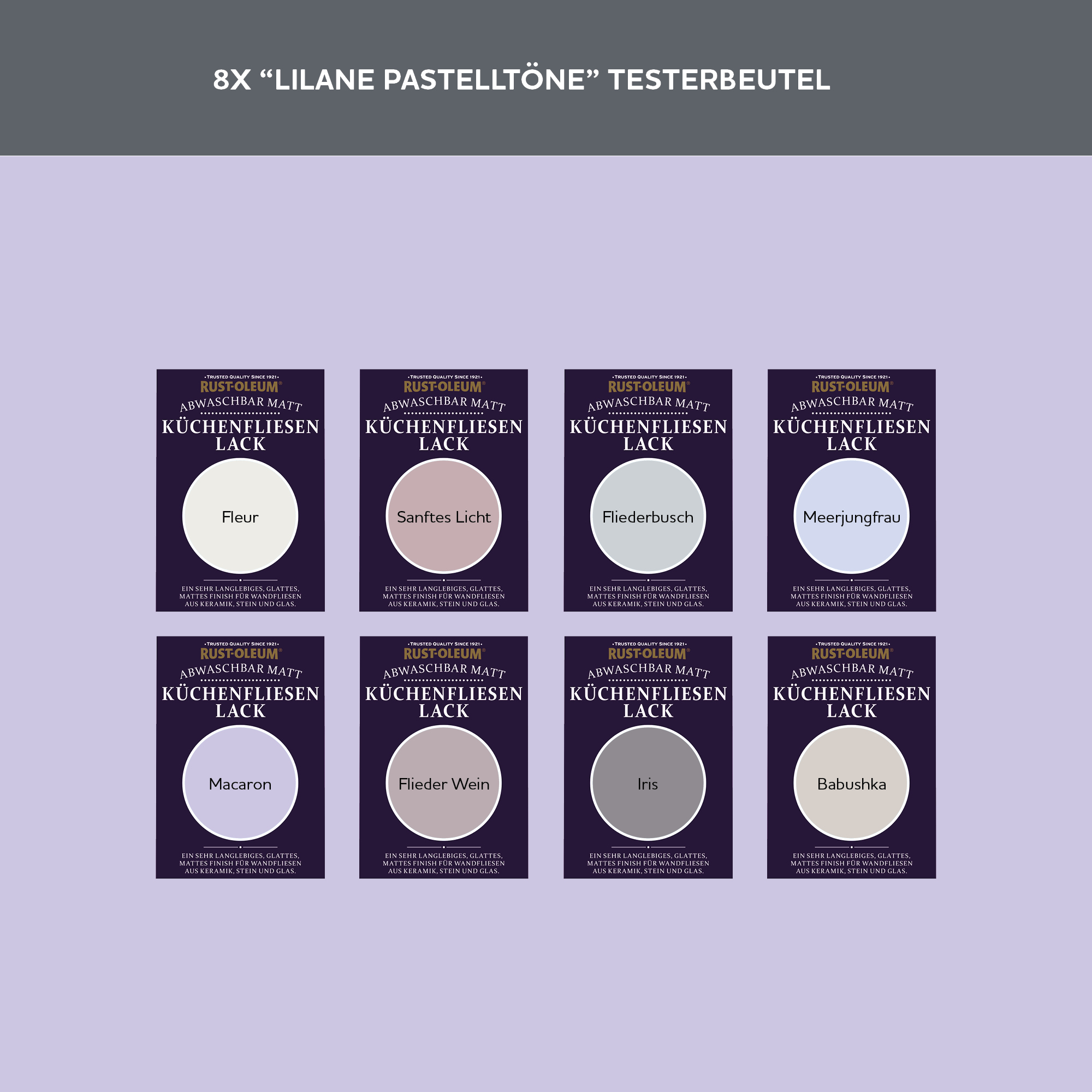 Küchenfliesen Testerbox  -  Lilane Pastelltöne